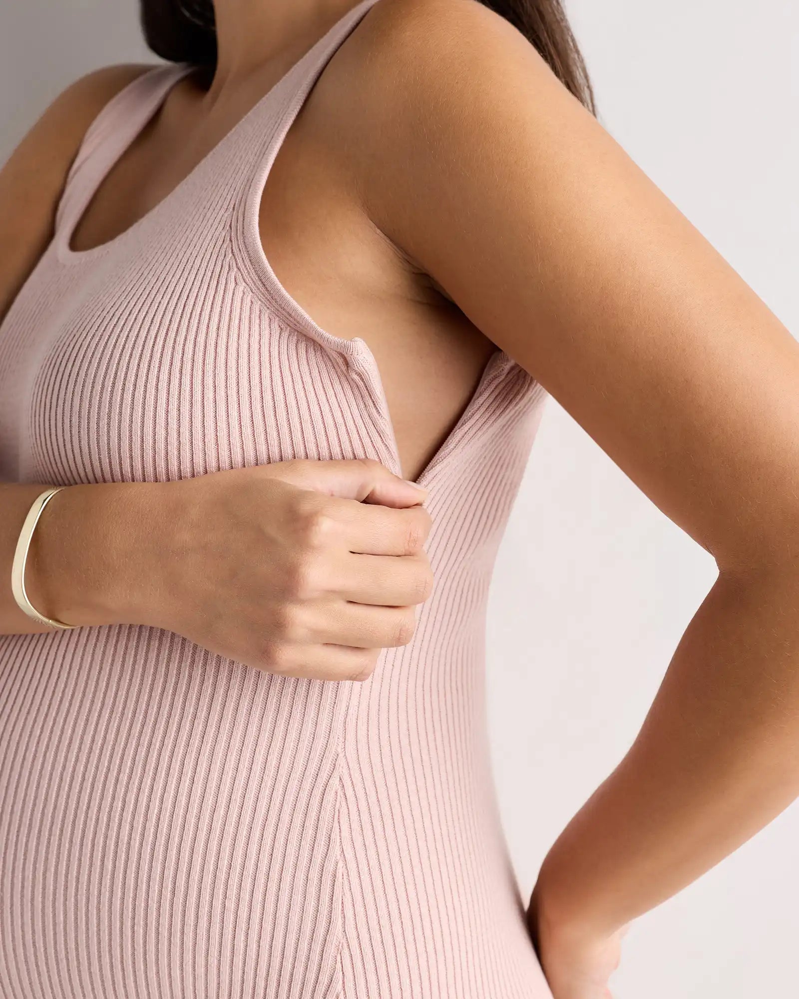 Lightweight Cotton Cashmere Maternity Fitted Midi Dress