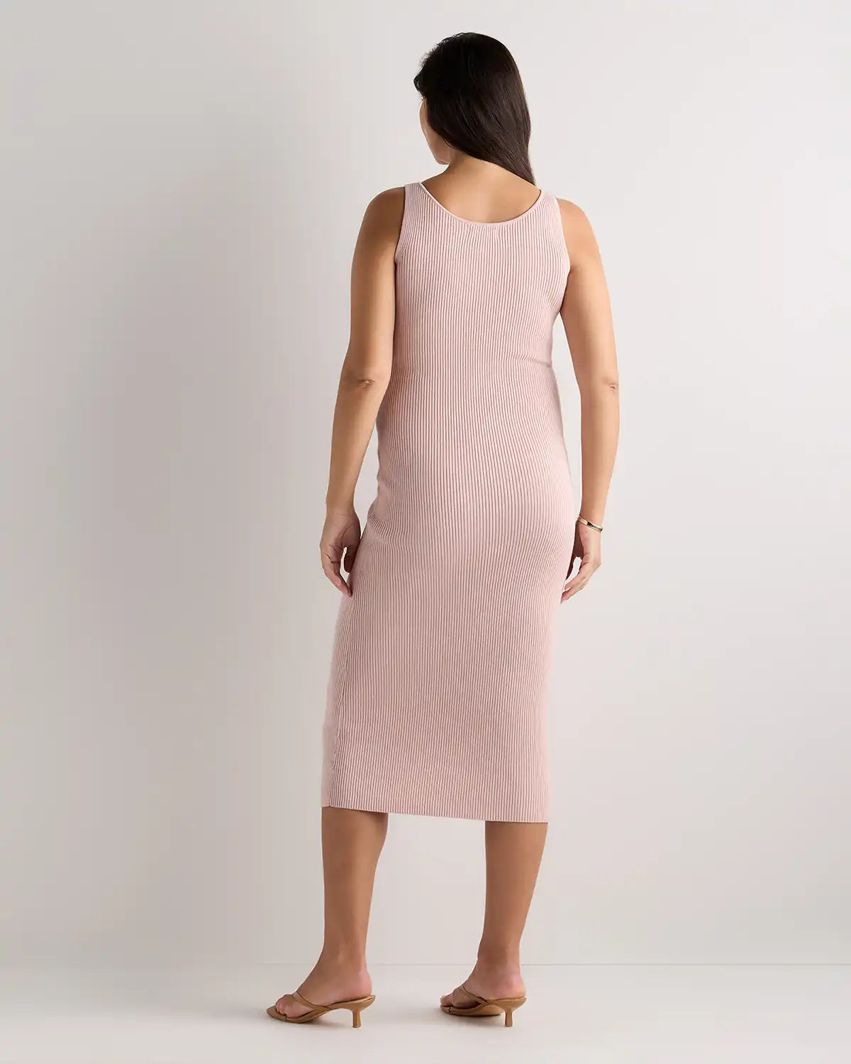 Lightweight Cotton Cashmere Maternity Fitted Midi Dress