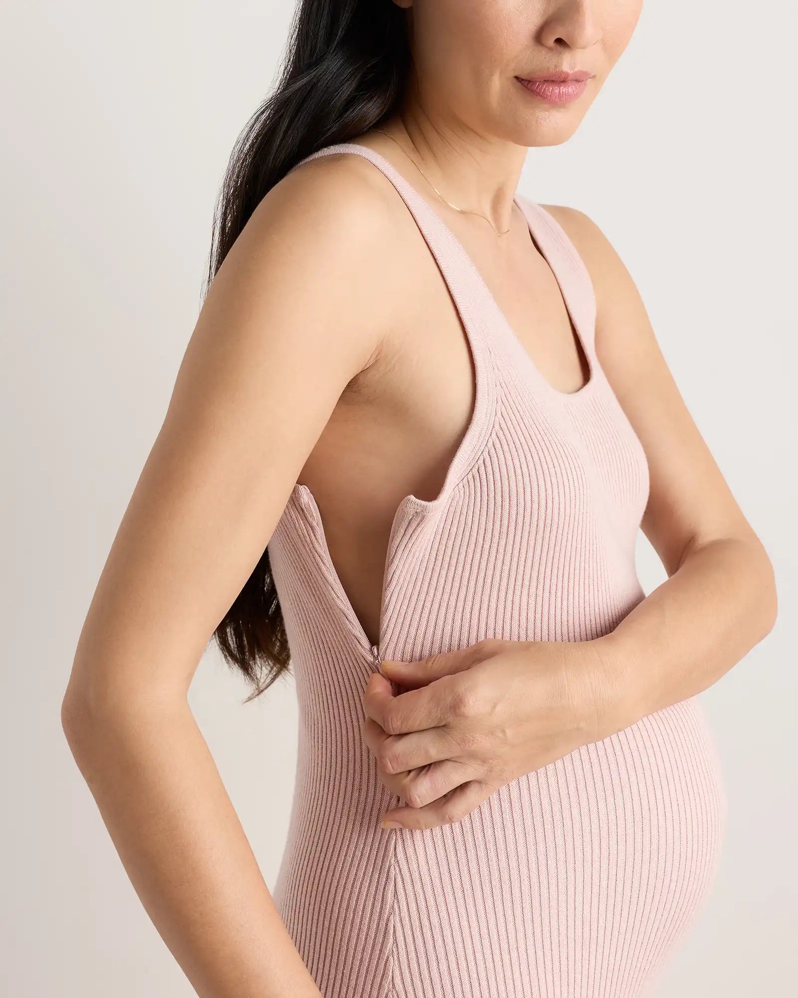 Lightweight Cotton Cashmere Maternity Fitted Midi Dress
