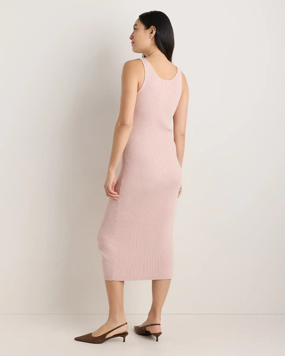 Lightweight Cotton Cashmere Maternity Fitted Midi Dress