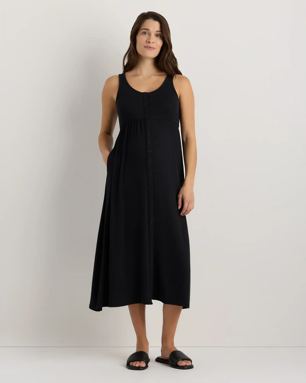 Bamboo Maternity Sleeveless Button Front Dress