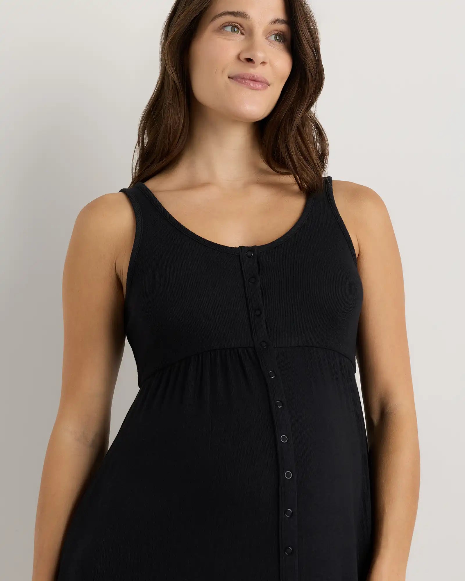 Bamboo Maternity Sleeveless Button Front Dress