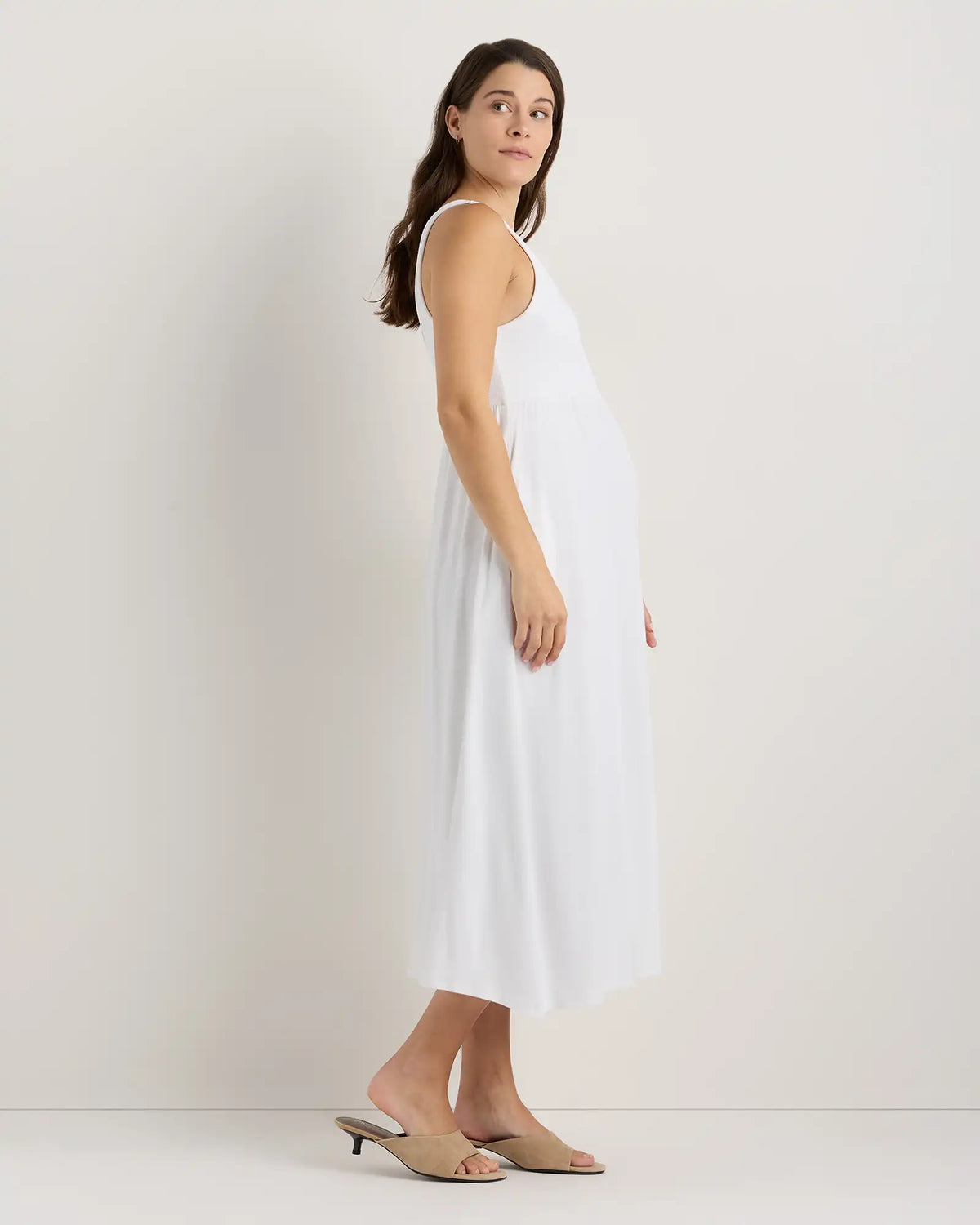 Bamboo Maternity Sleeveless Button Front Dress