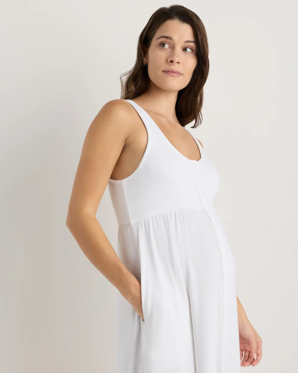 Bamboo Maternity Sleeveless Button Front Dress