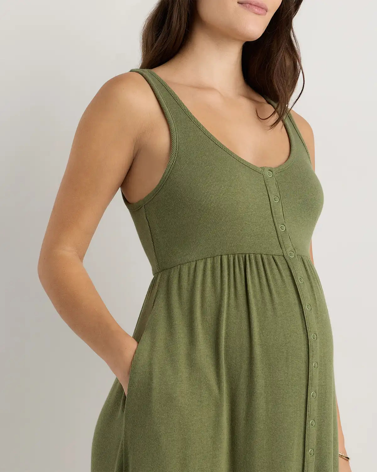 Bamboo Maternity Sleeveless Button Front Dress