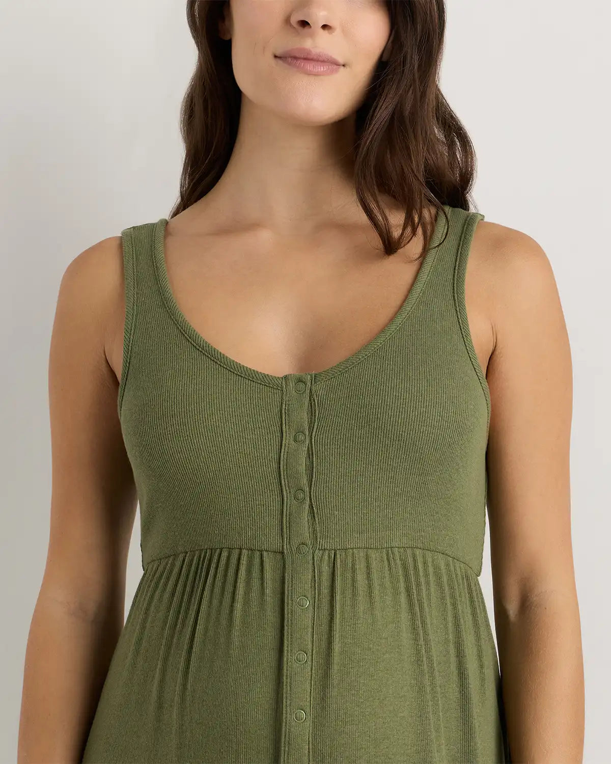 Bamboo Maternity Sleeveless Button Front Dress
