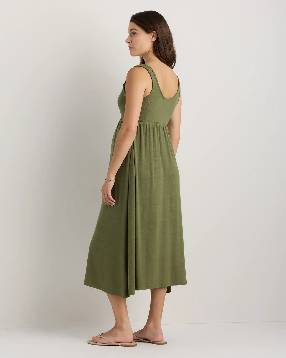 Bamboo Maternity Sleeveless Button Front Dress