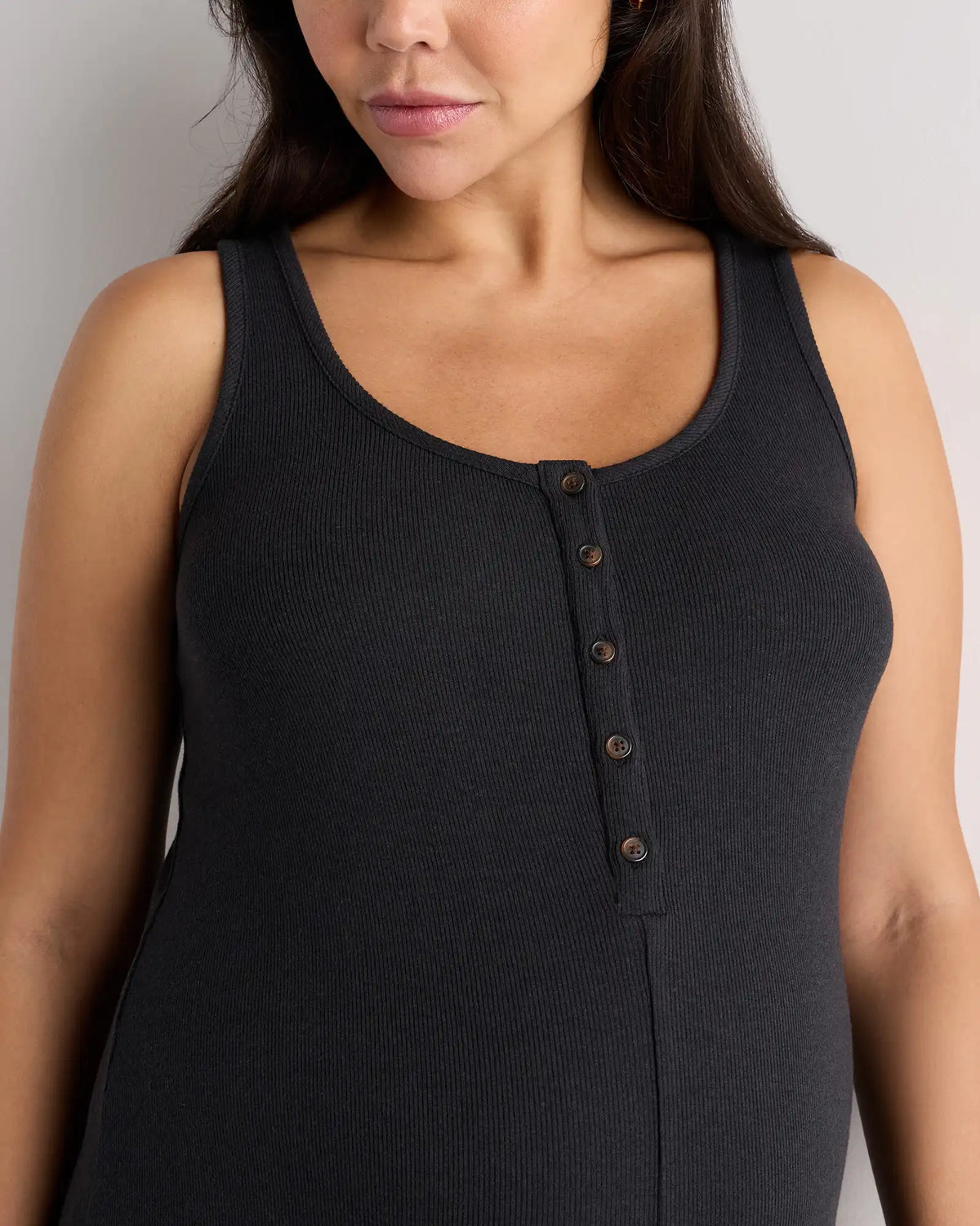 Bamboo Rib Maternity Button Front Jumpsuit