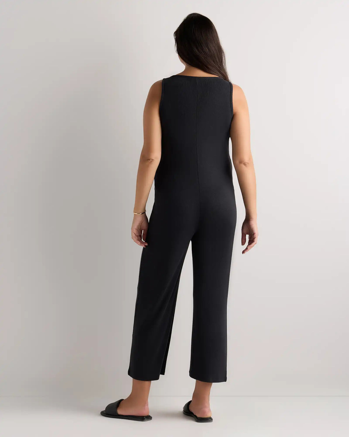 Bamboo Rib Maternity Button Front Jumpsuit