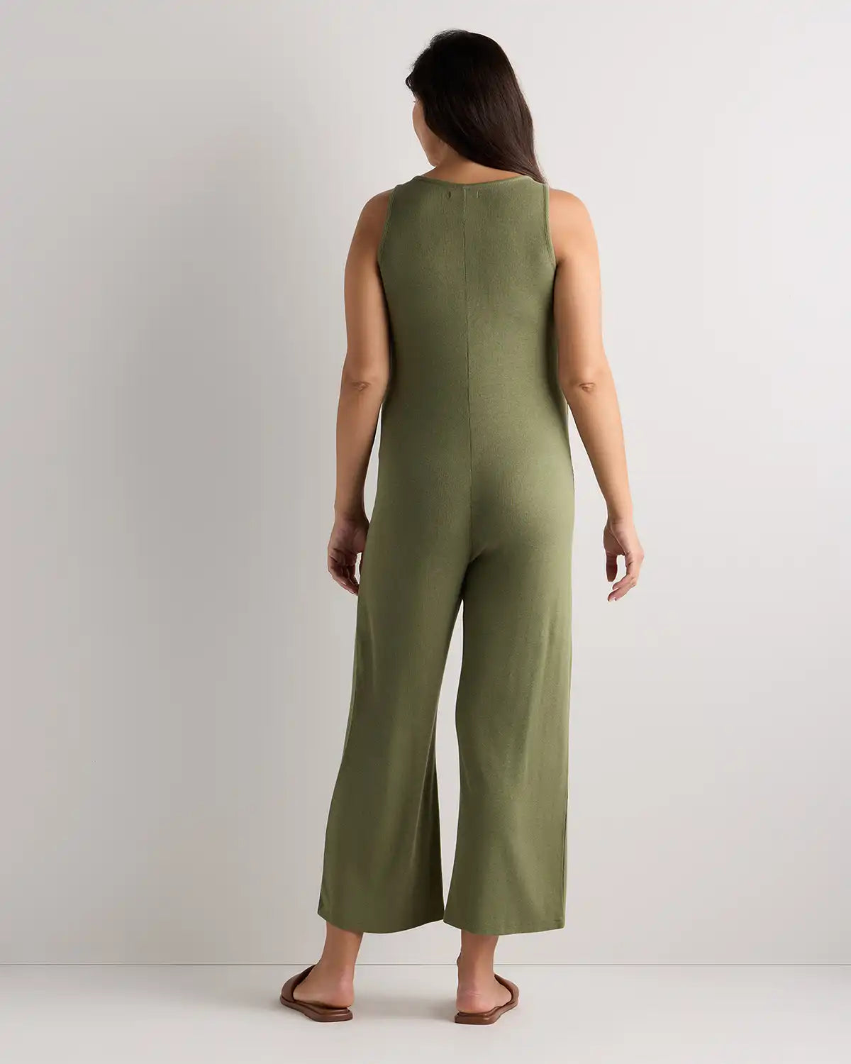 Bamboo Rib Maternity Button Front Jumpsuit