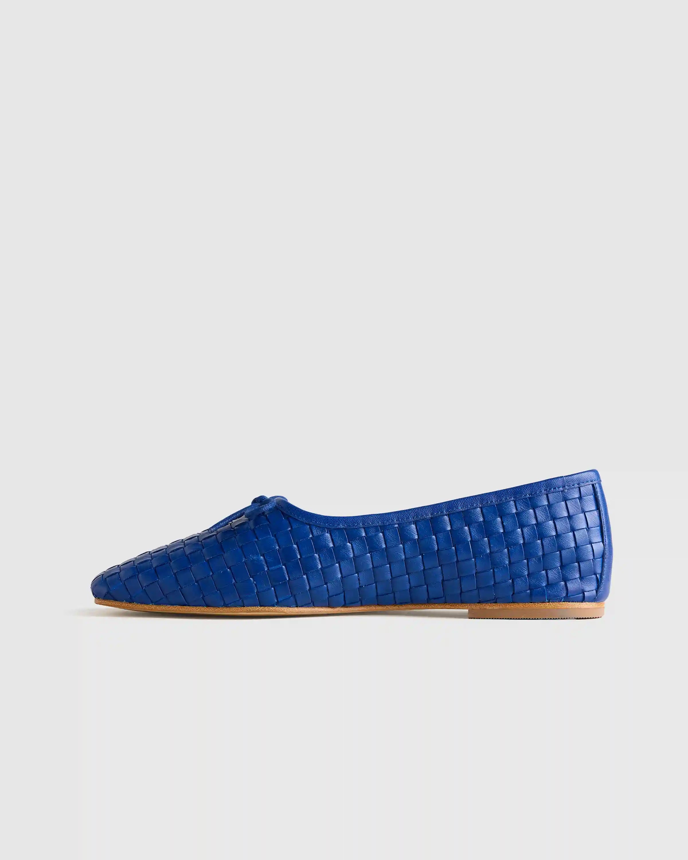 Italian Leather Handwoven Square Toe Ballet Flat