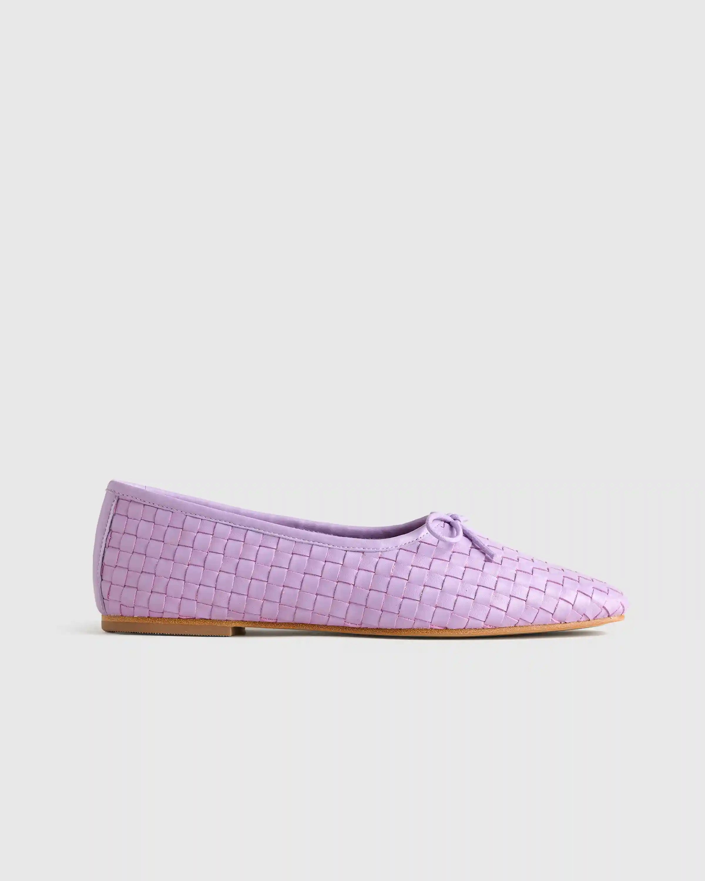 Italian Leather Handwoven Square Toe Ballet Flat