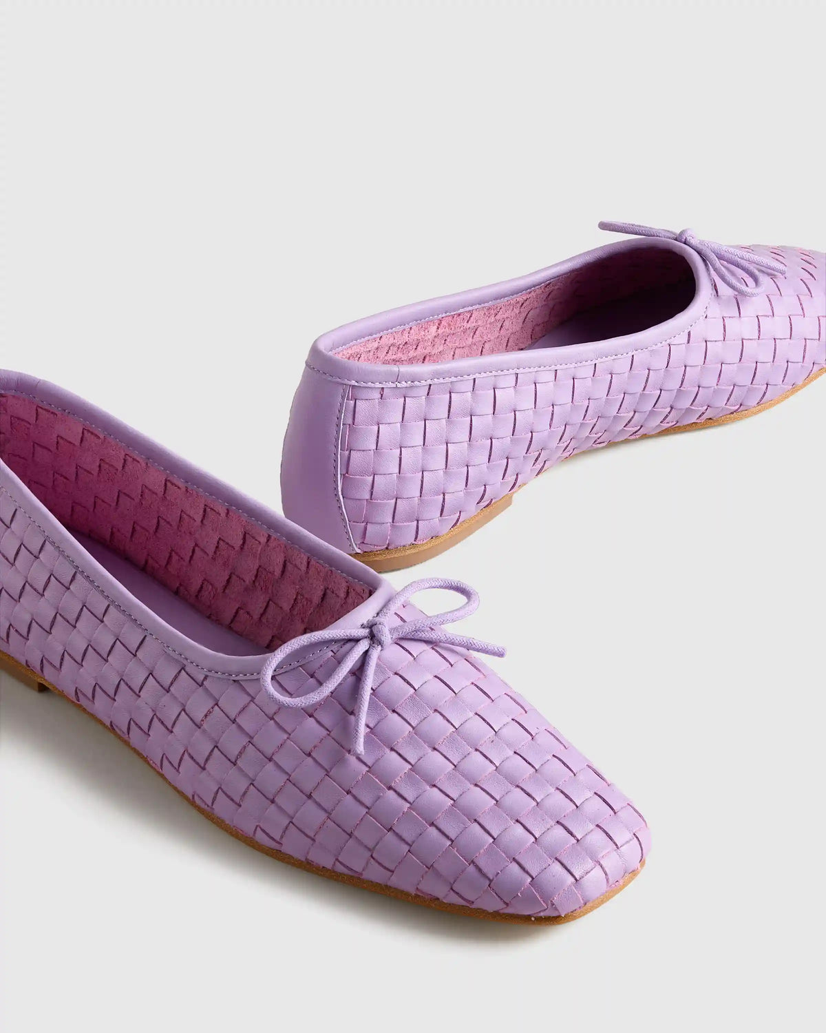 Italian Leather Handwoven Square Toe Ballet Flat