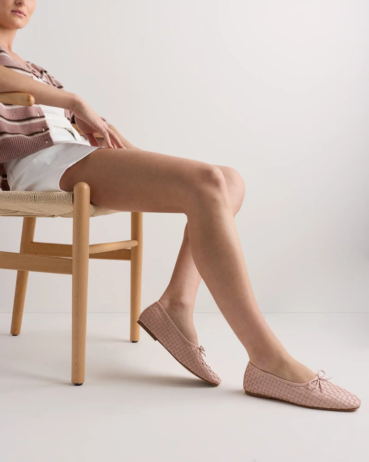 Italian Leather Handwoven Square Toe Ballet Flat