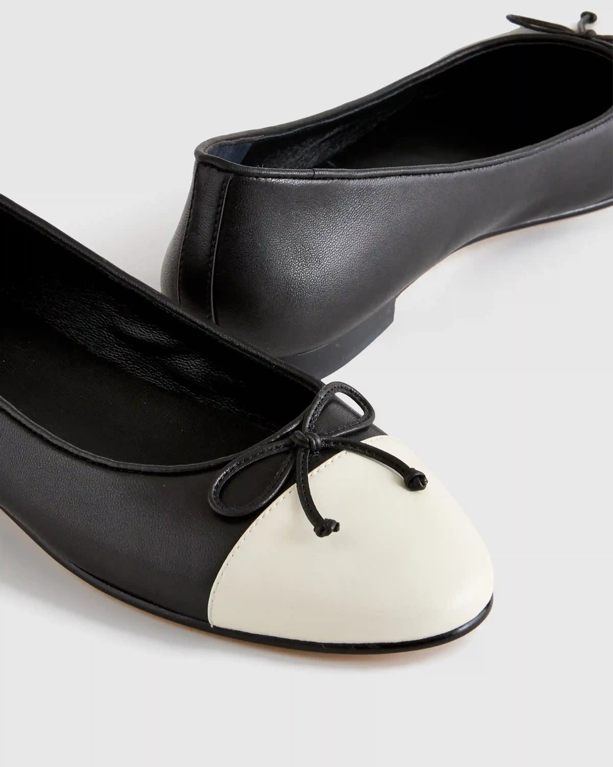 Italian Leather Cap-Toe Ballet Flat