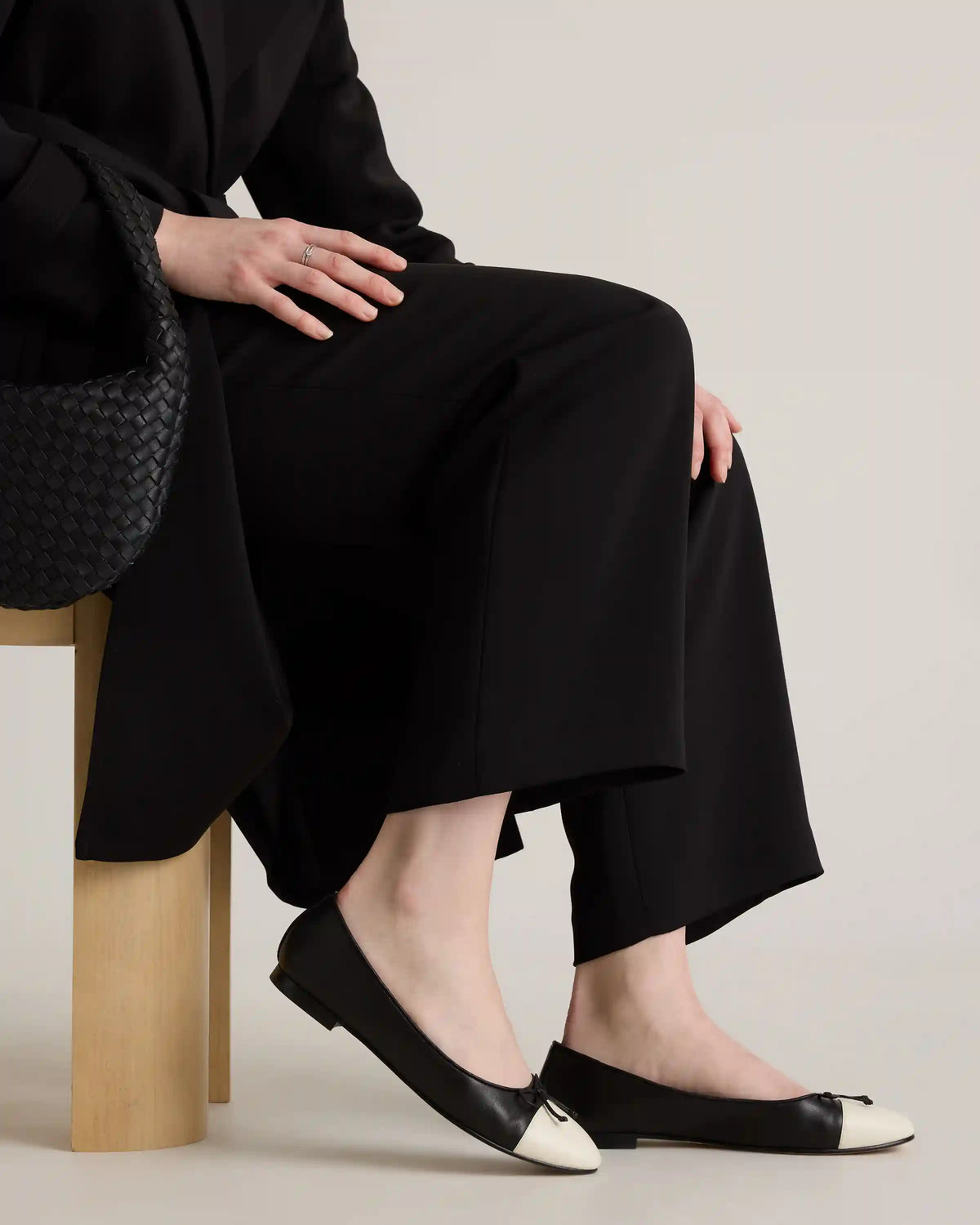 Italian Leather Cap-Toe Ballet Flat