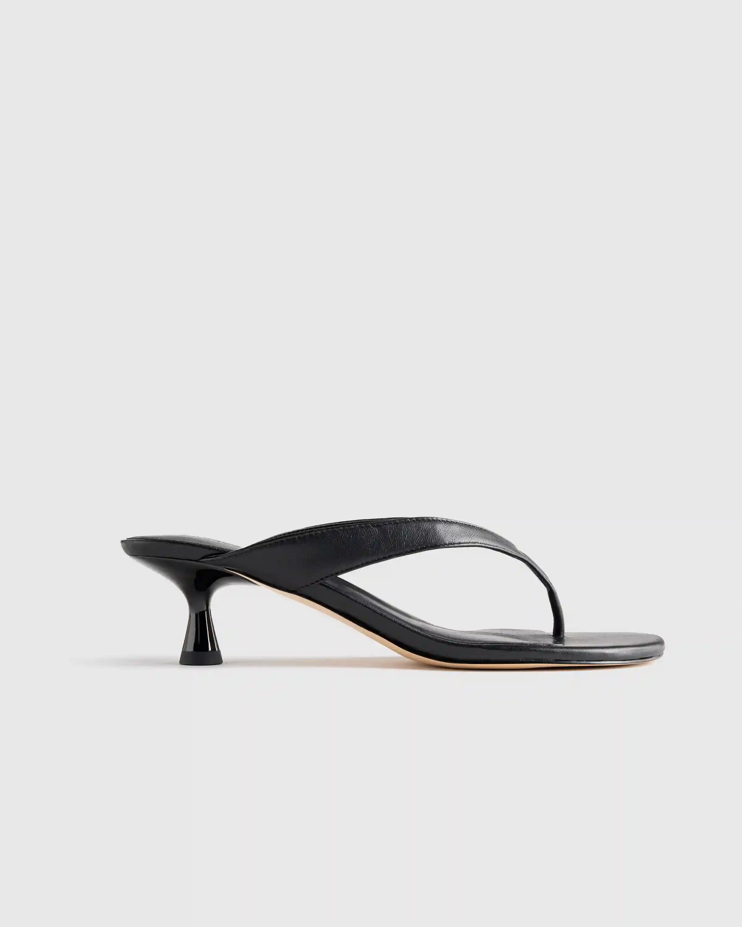 Italian Leather Thong Kitten Heel Sandal