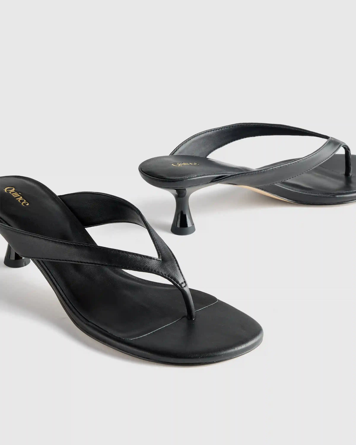 Italian Leather Thong Kitten Heel Sandal