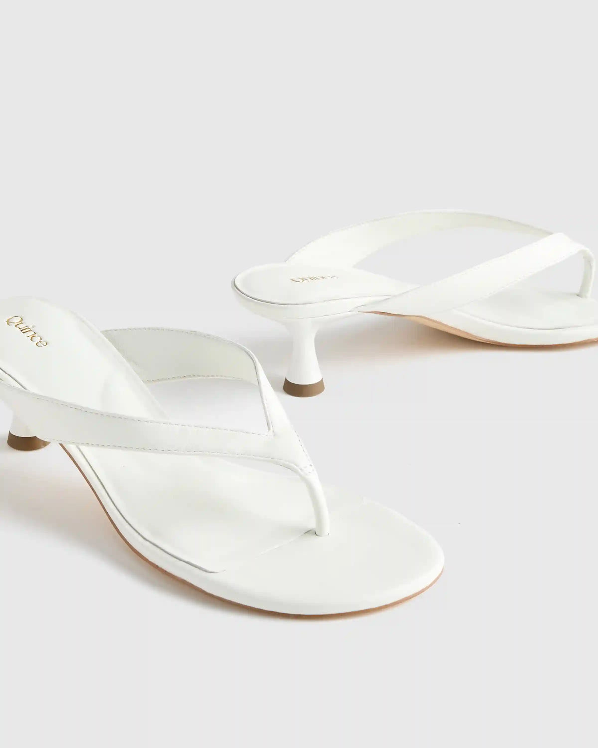 Italian Leather Thong Kitten Heel Sandal