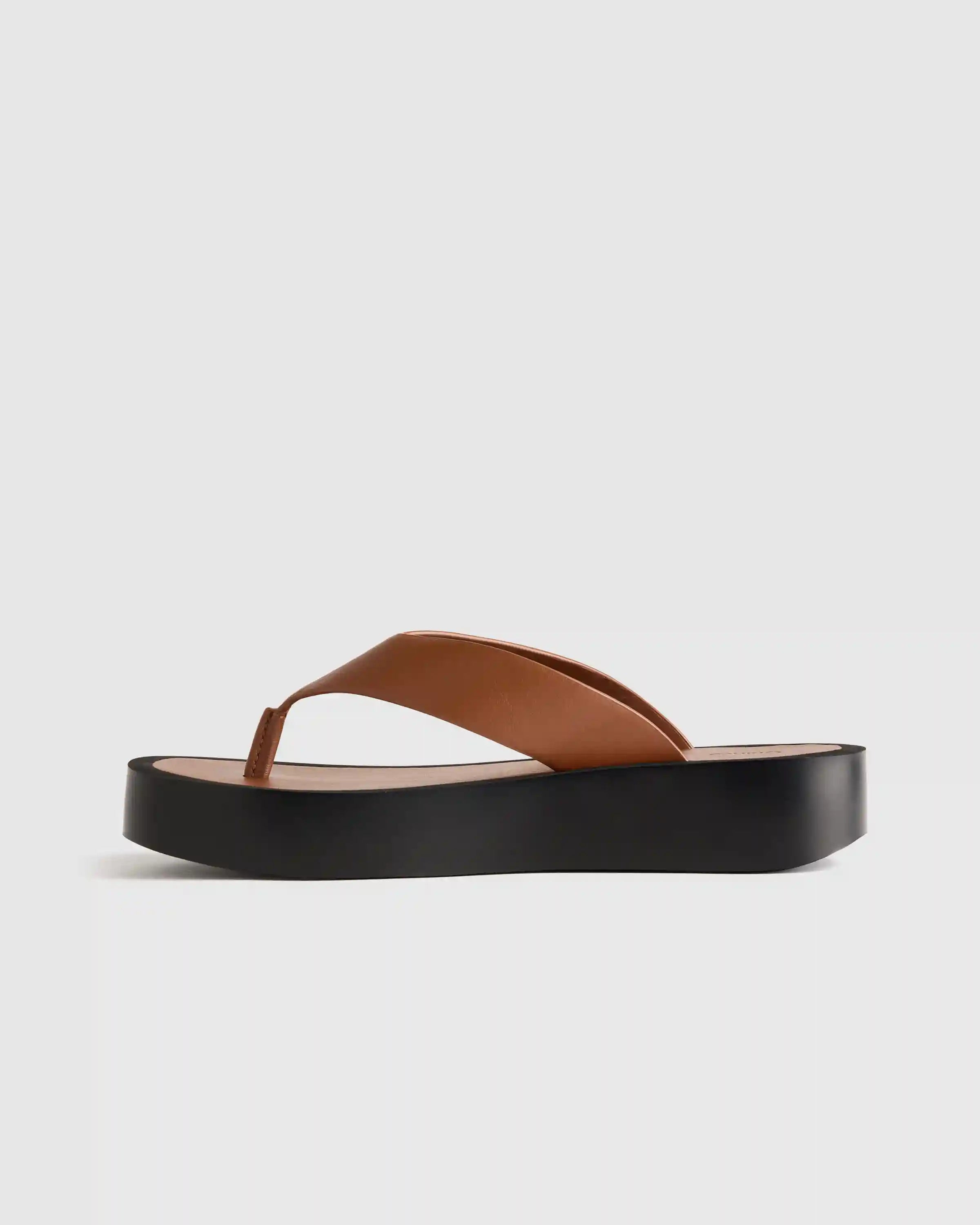 Italian Leather Thong Platform Sandal