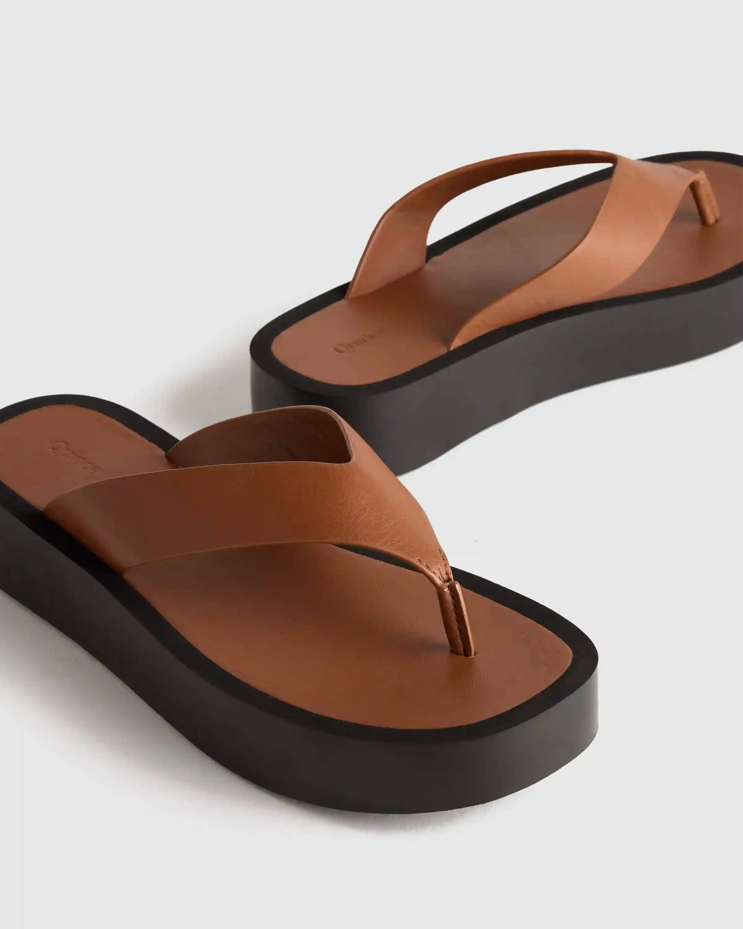 Italian Leather Thong Platform Sandal