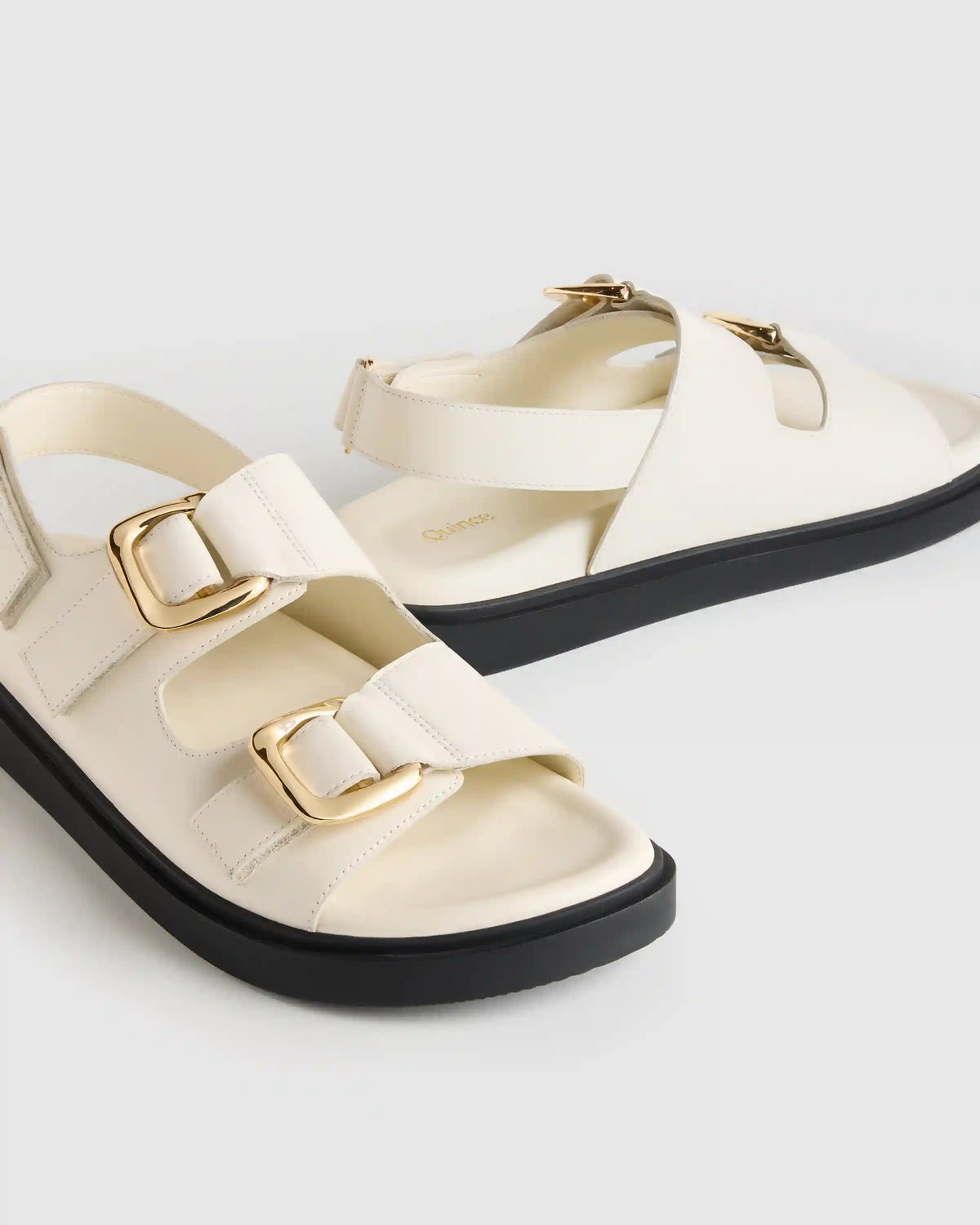 Italian Leather Double Buckle Slingback Sandal