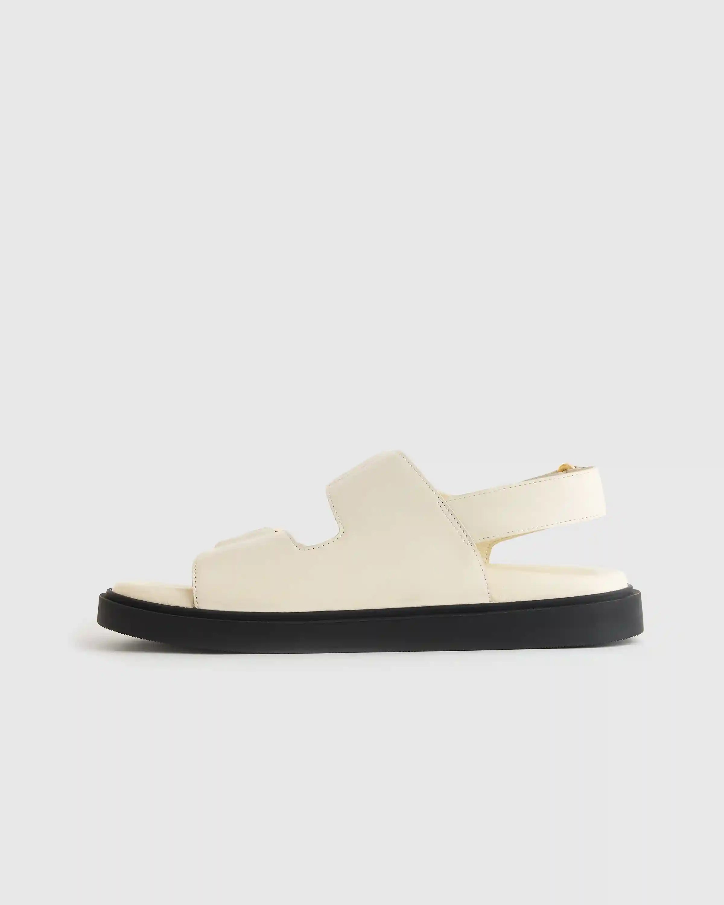Italian Leather Double Buckle Slingback Sandal