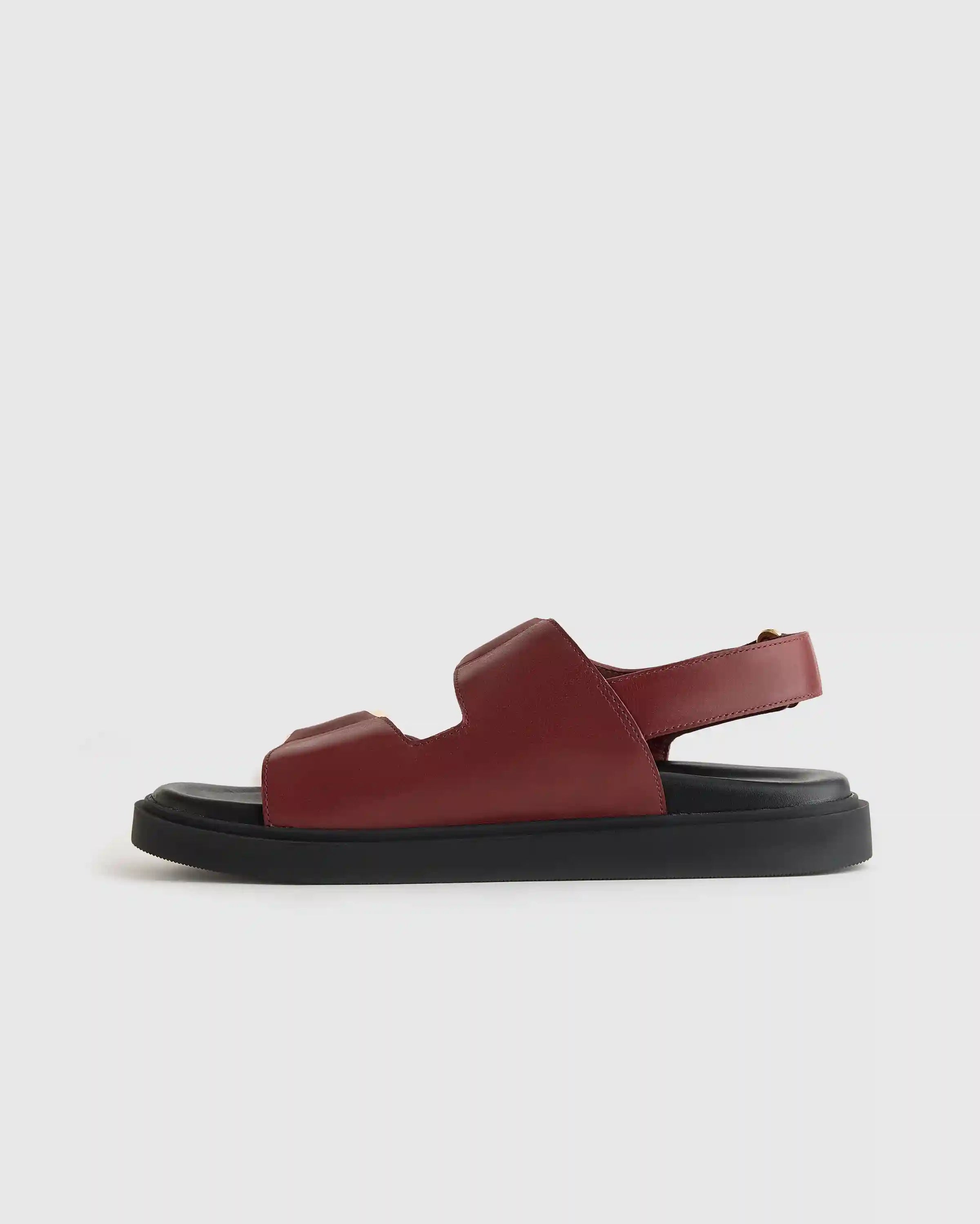 Italian Leather Double Buckle Slingback Sandal