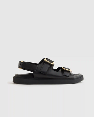 Italian Leather Double Buckle Slingback Sandal