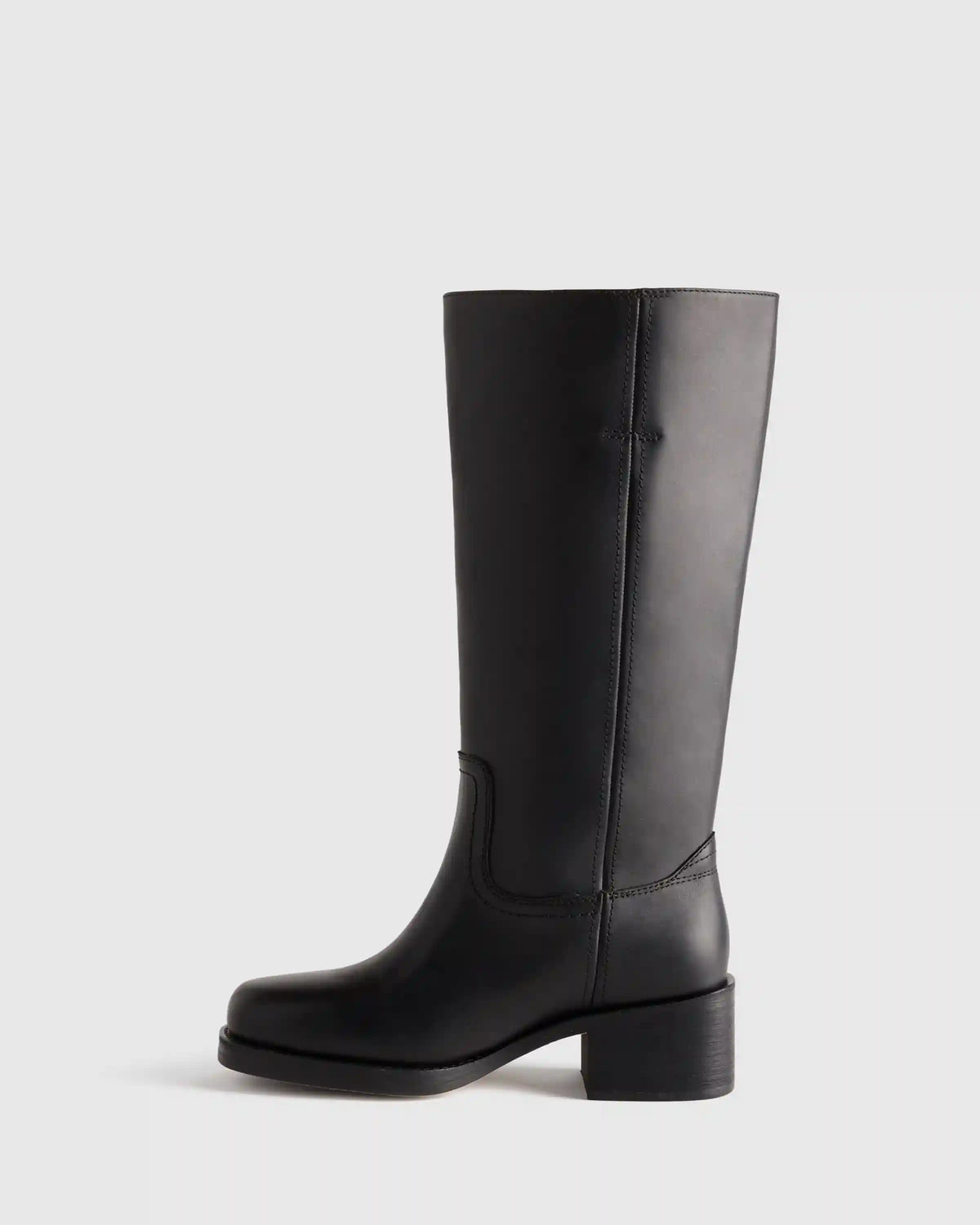 Italian Leather Block Heel Boot