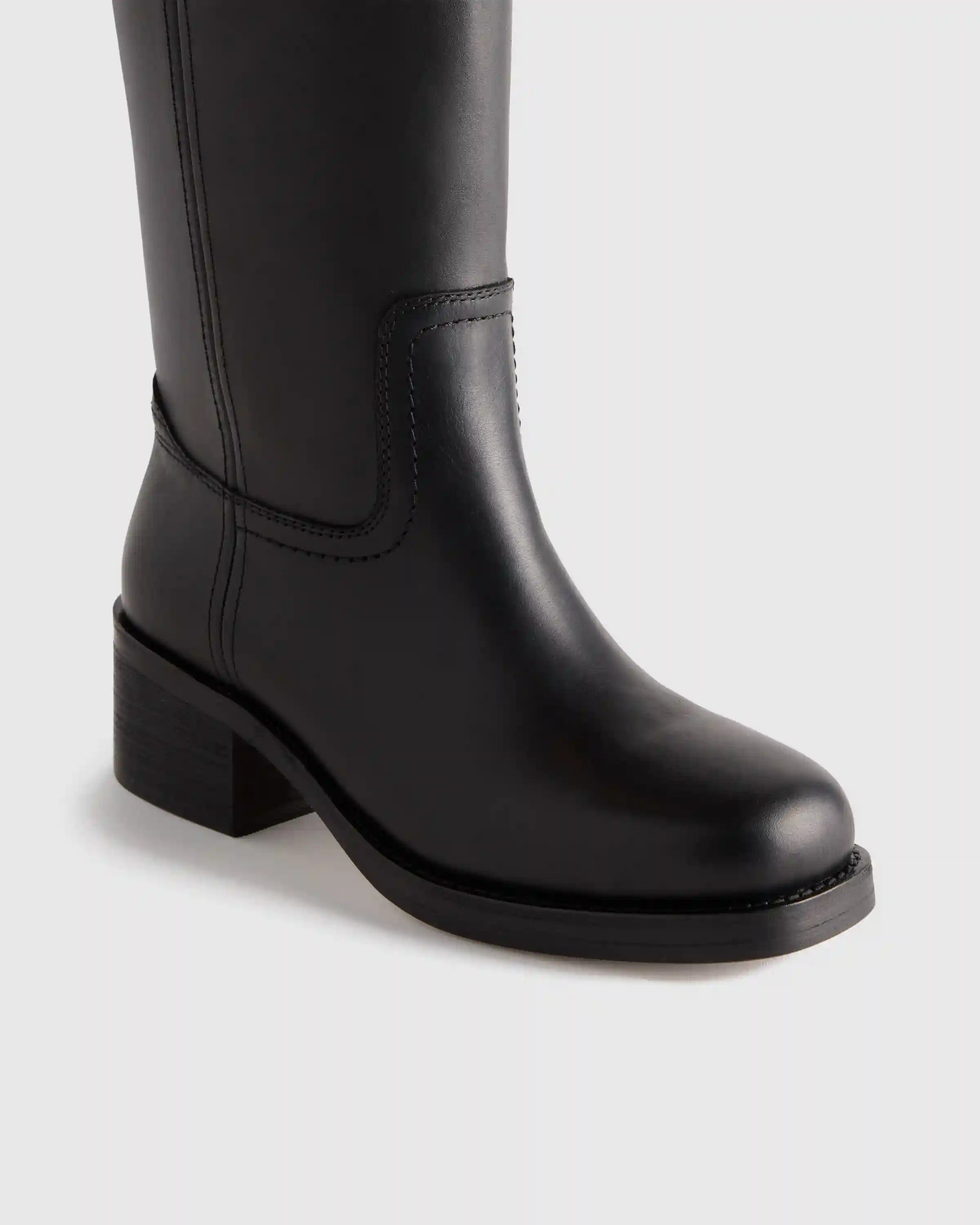 Italian Leather Block Heel Boot