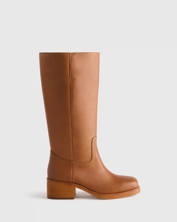 Italian Leather Block Heel Boot