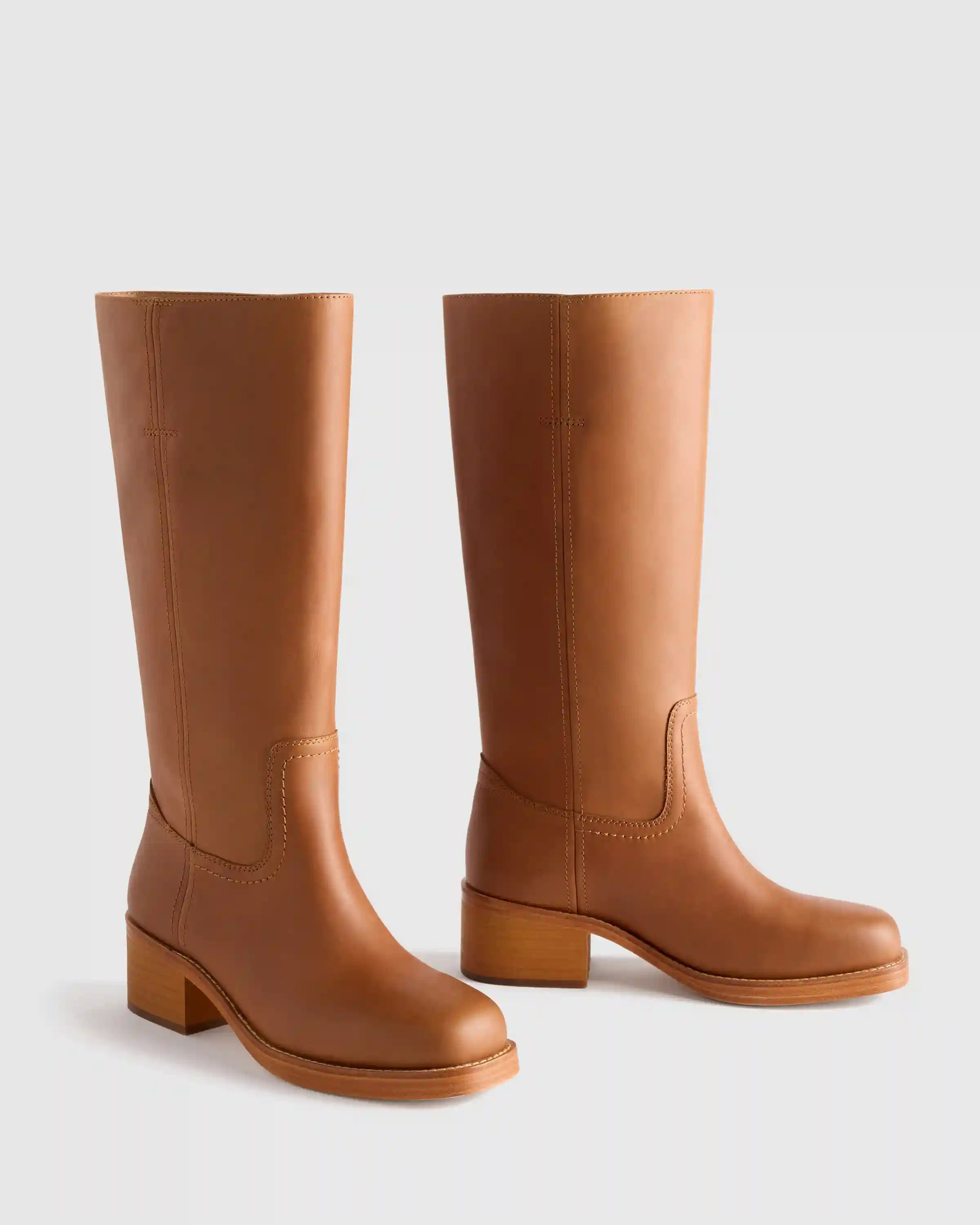 Italian Leather Block Heel Boot