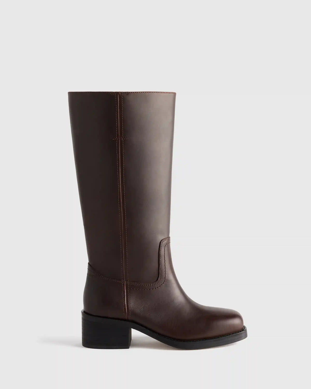 Italian Leather Block Heel Boot