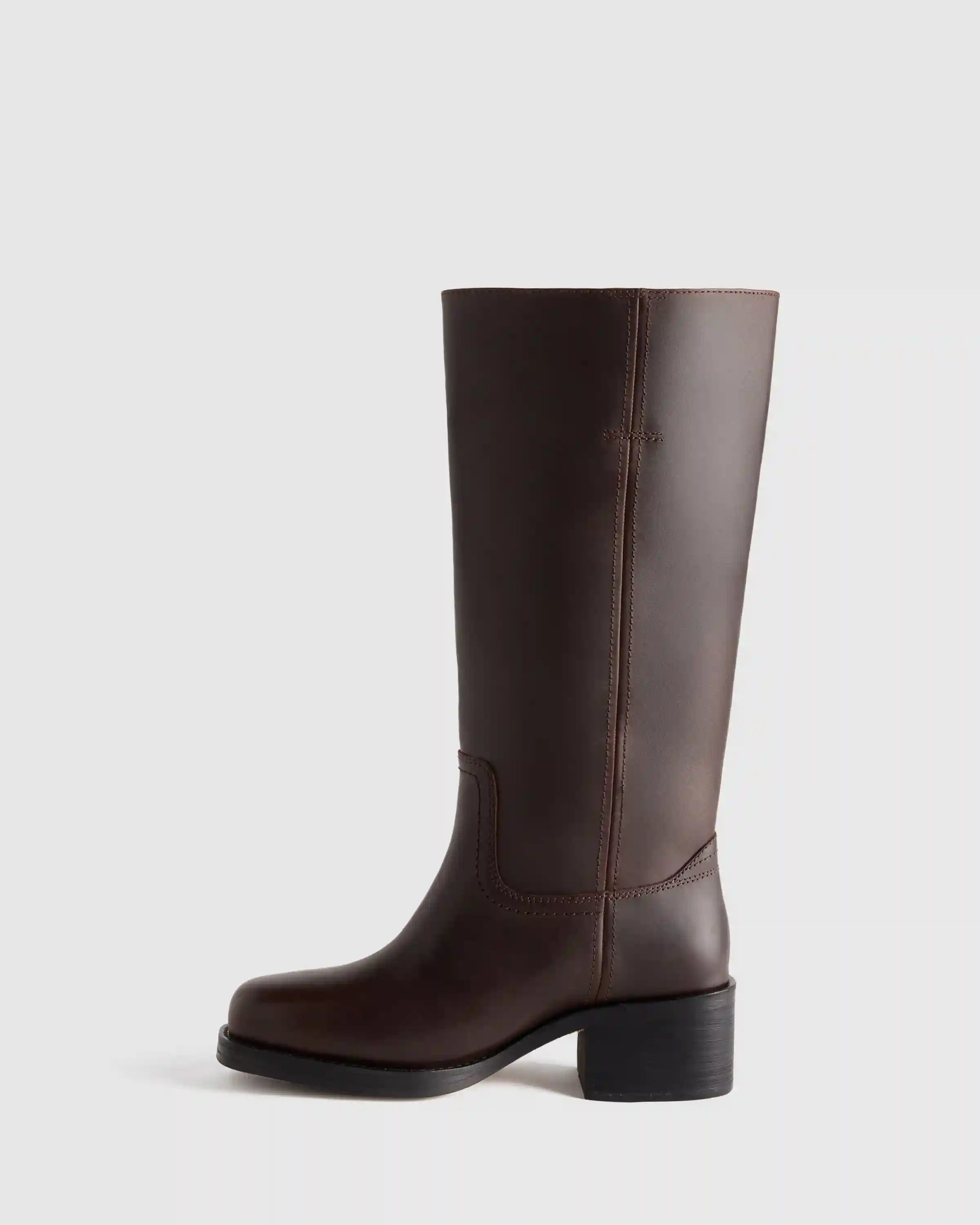 Italian Leather Block Heel Boot