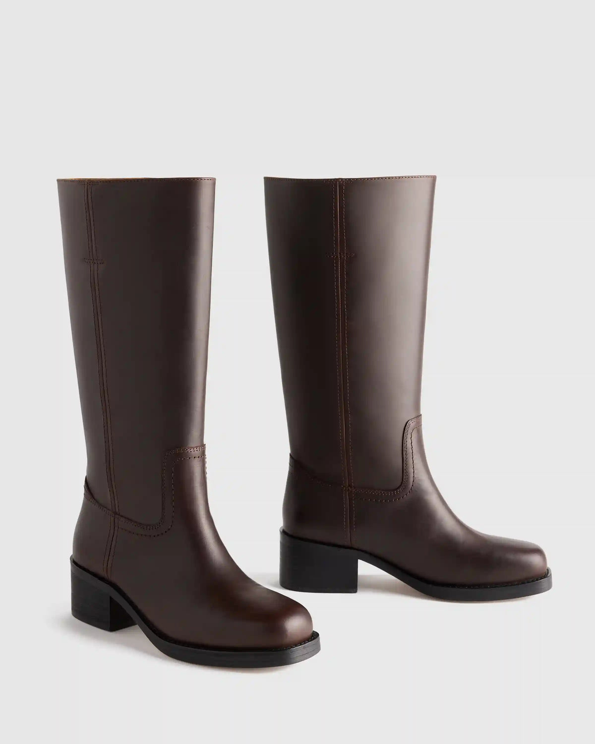 Italian Leather Block Heel Boot