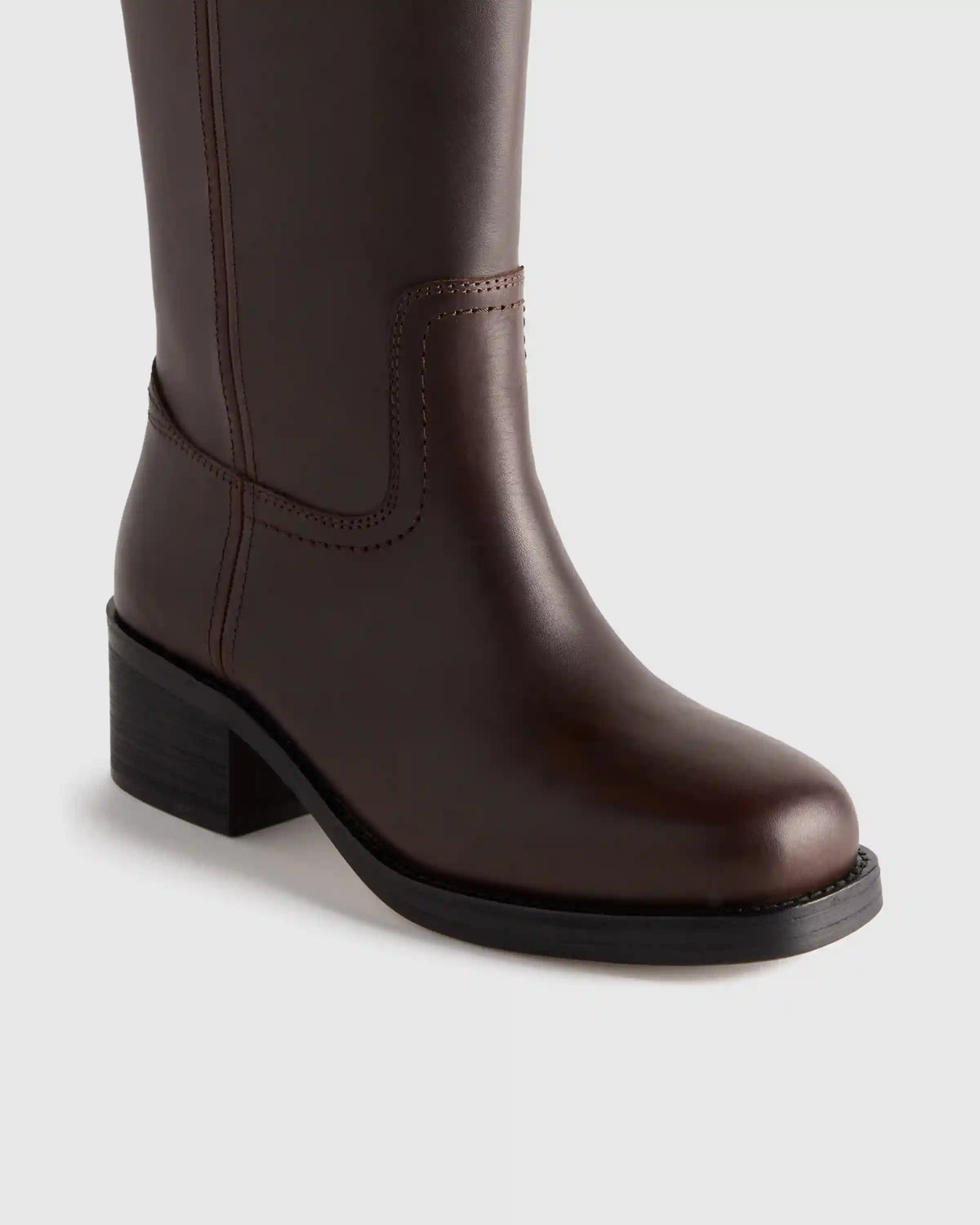 Italian Leather Block Heel Boot