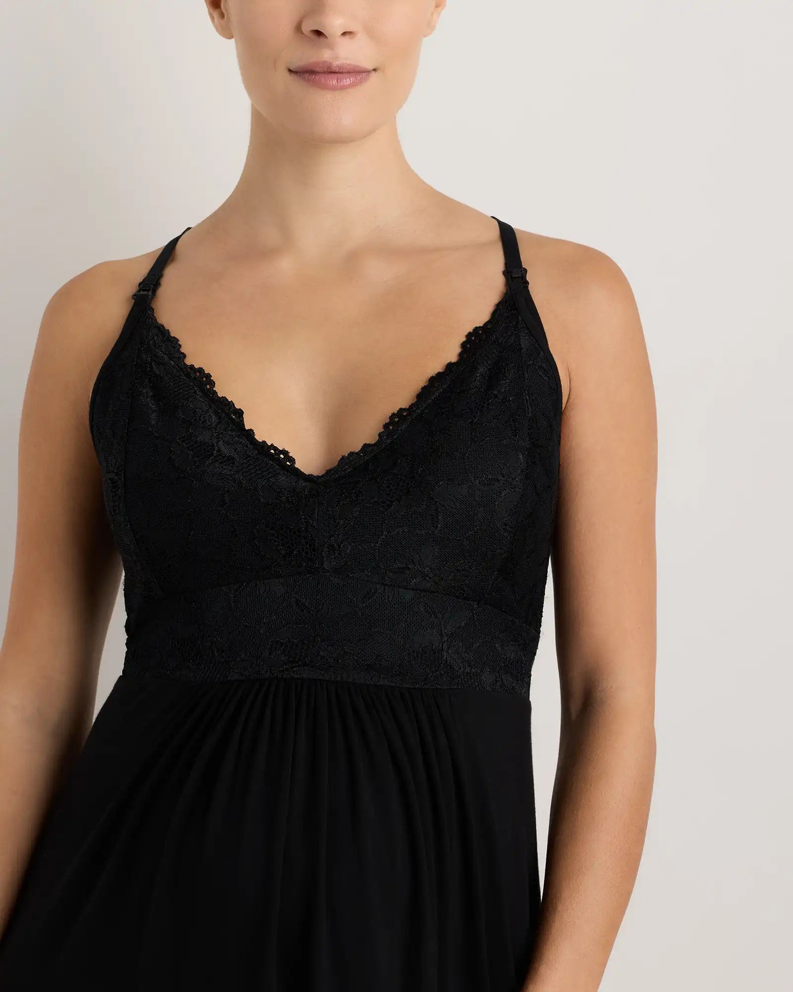 Bamboo Jersey Lace Detail Maternity & Nursing Nightgown