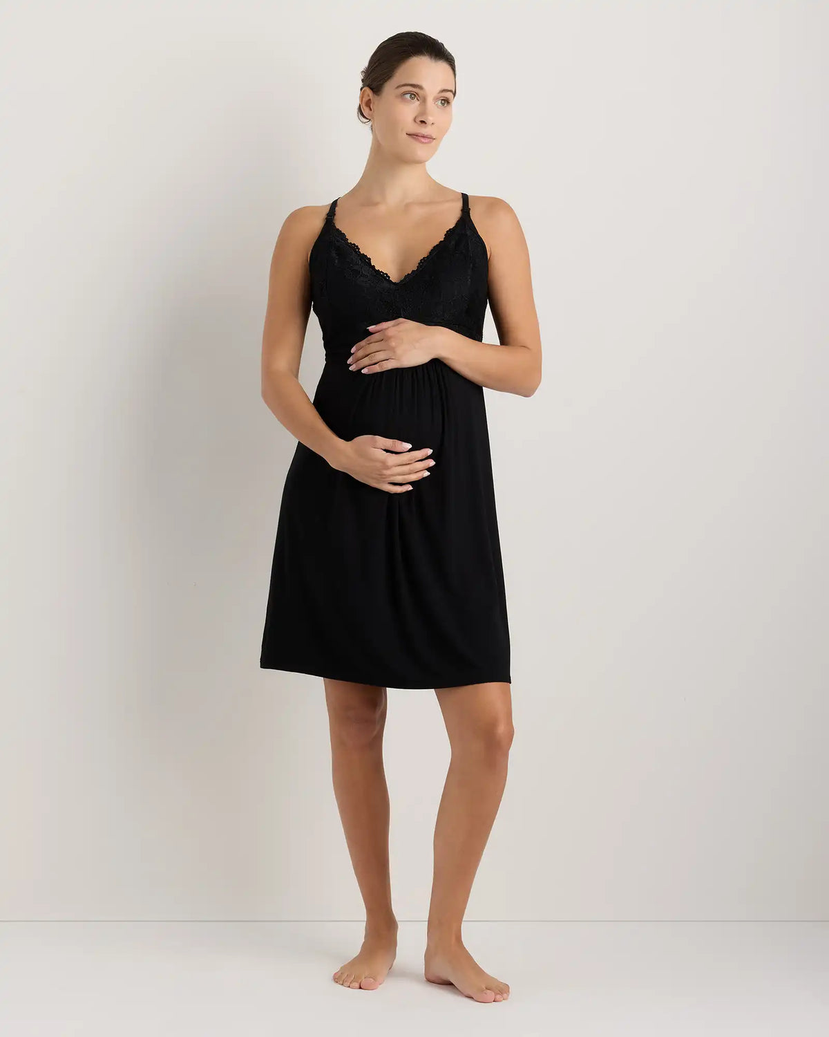 Bamboo Jersey Lace Detail Maternity & Nursing Nightgown