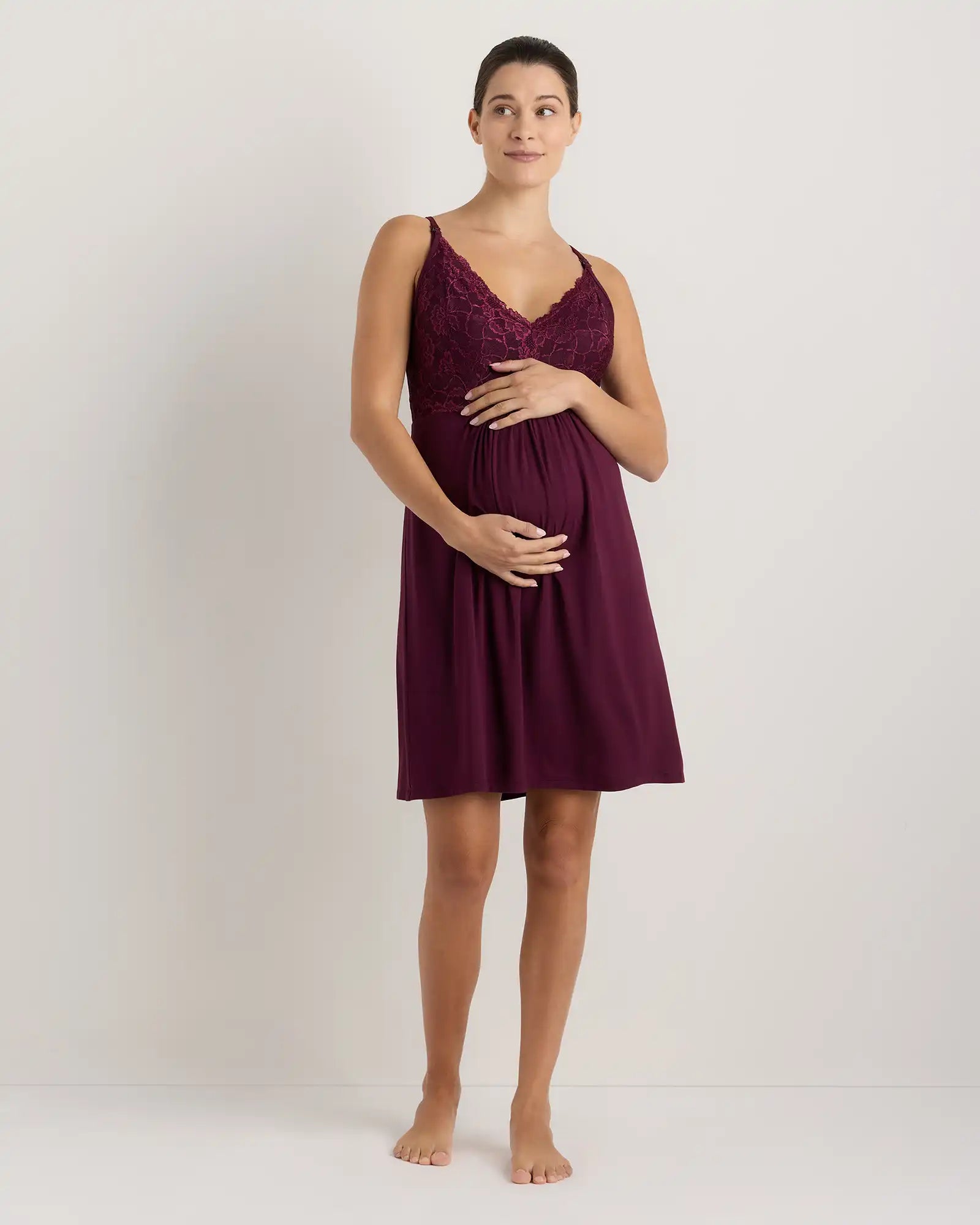Bamboo Jersey Lace Detail Maternity & Nursing Nightgown