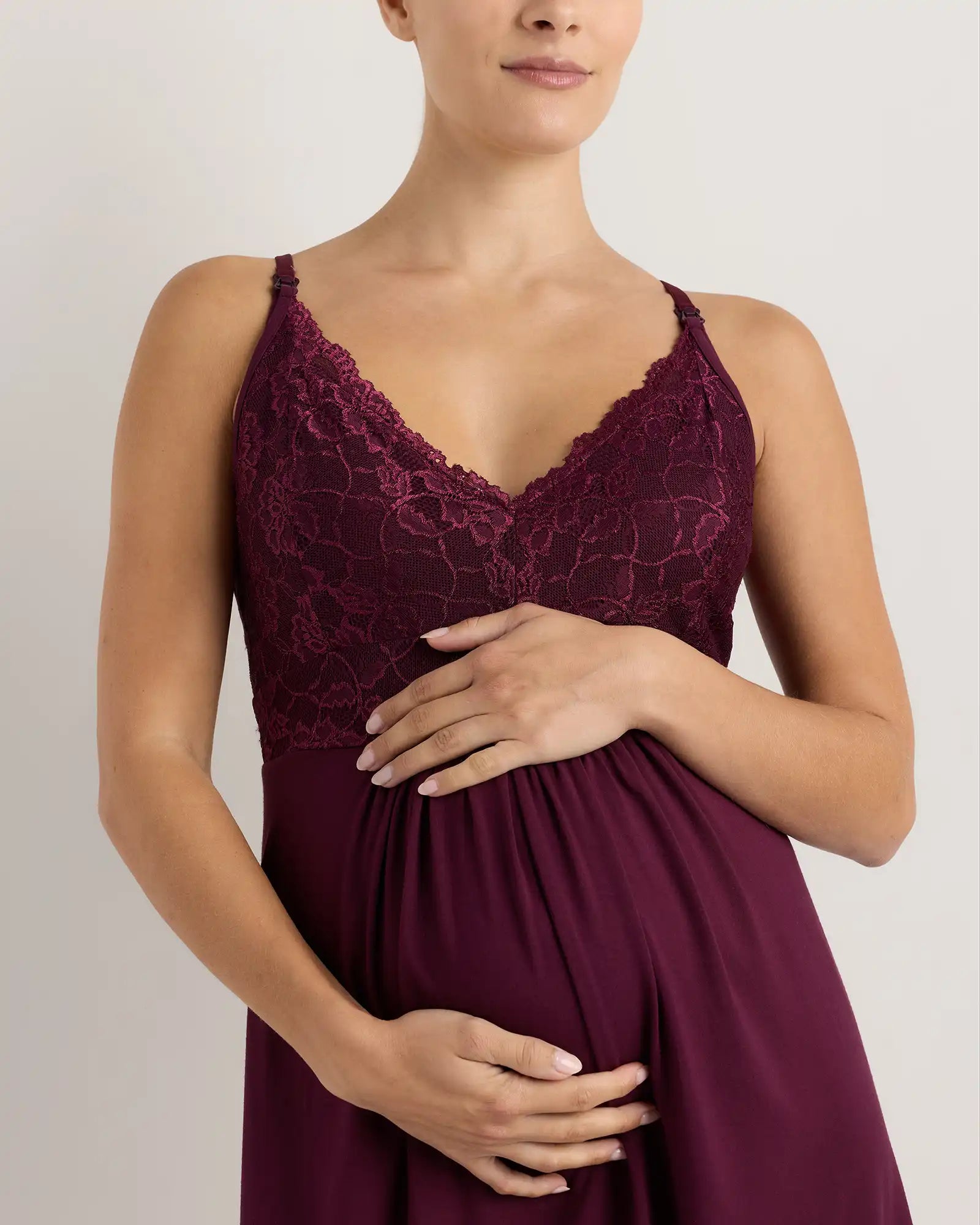 Bamboo Jersey Lace Detail Maternity & Nursing Nightgown
