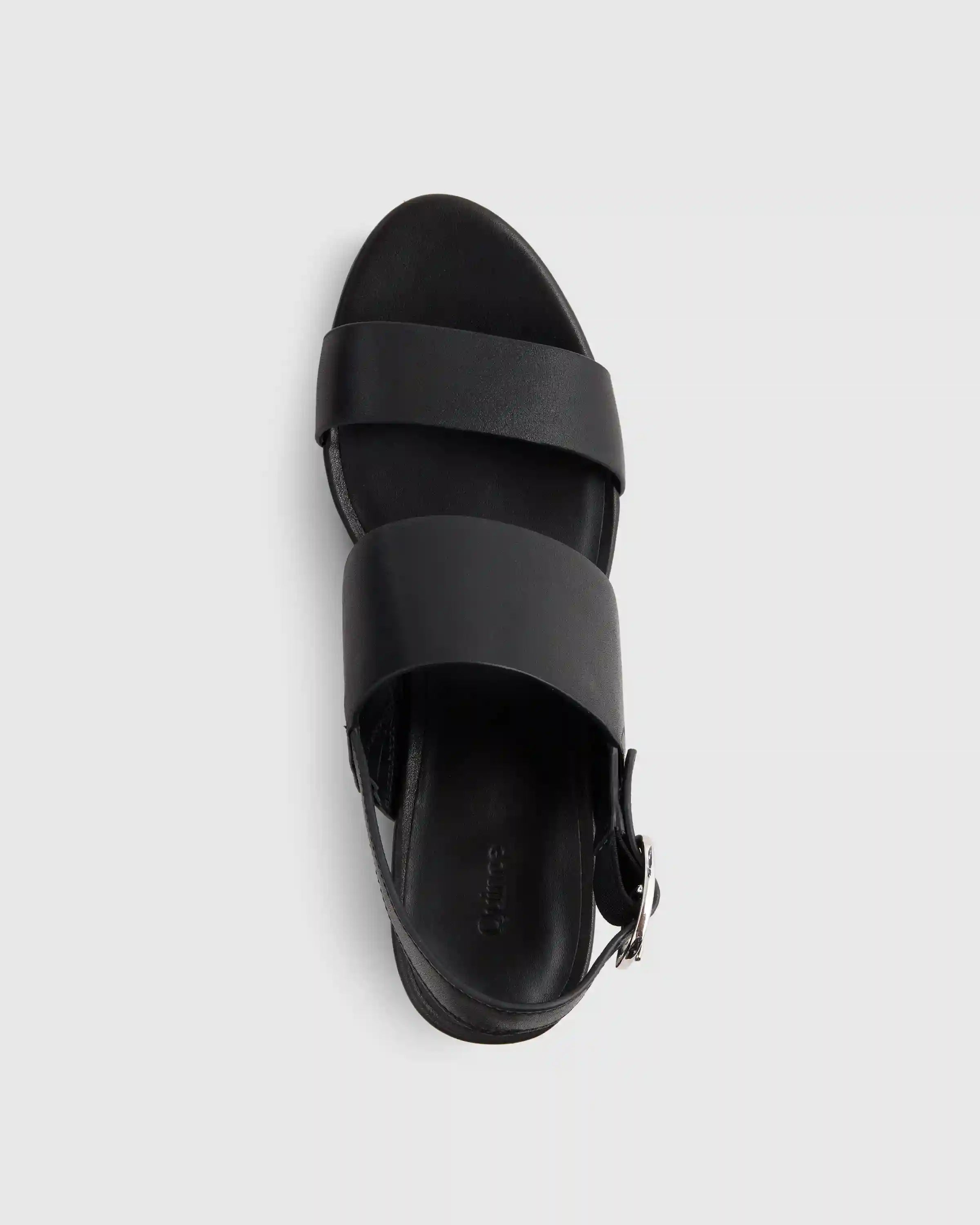 Italian Leather Double Band Block Heel Sandal