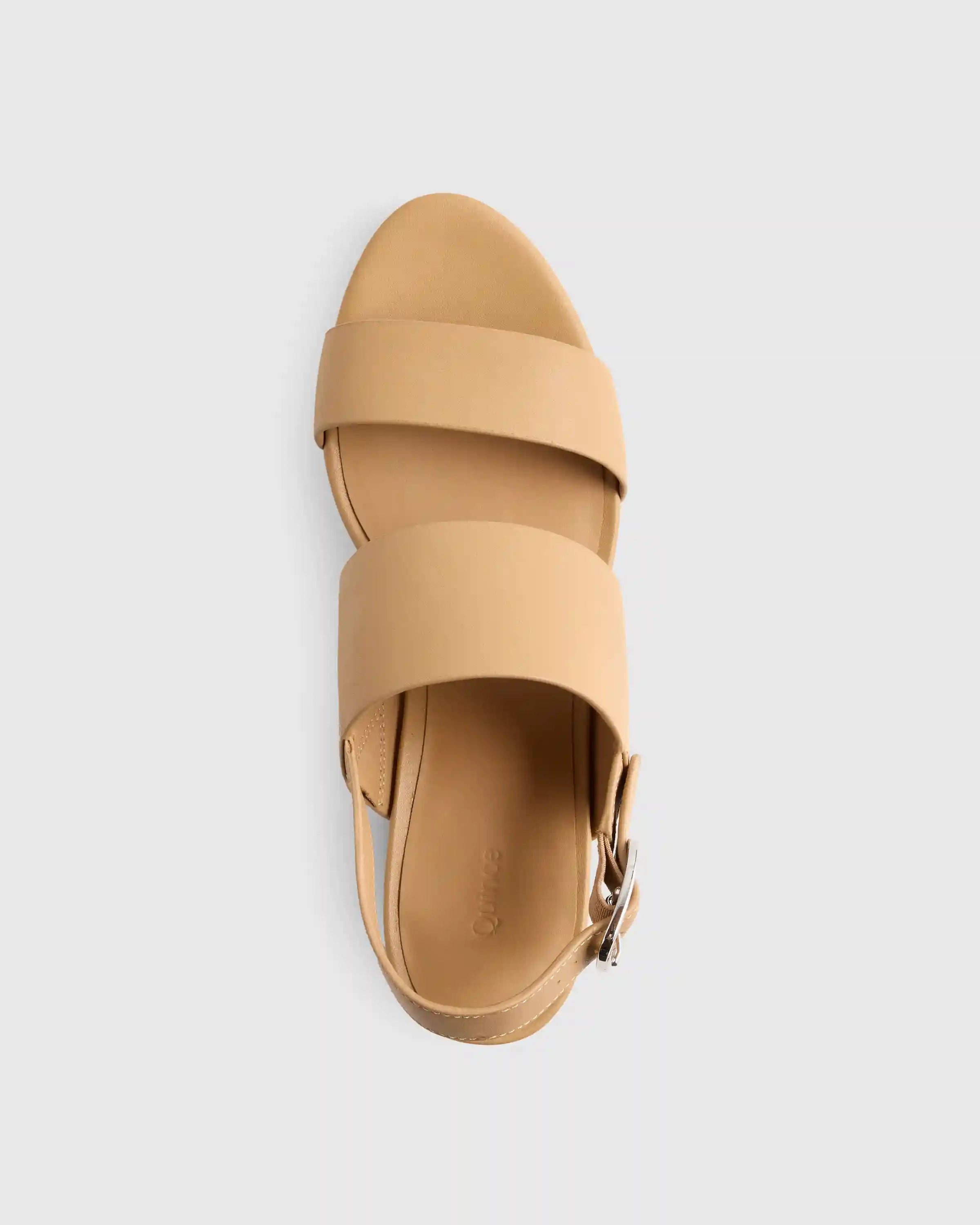 Italian Leather Double Band Block Heel Sandal