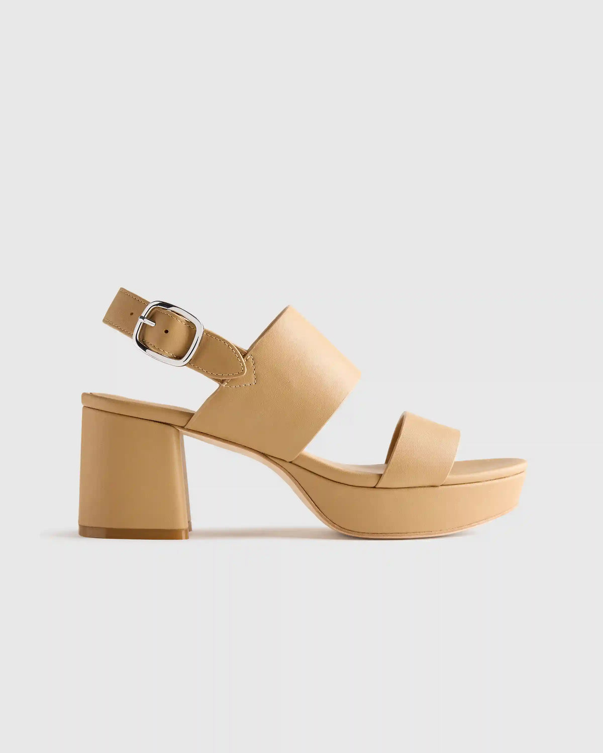 Italian Leather Double Band Block Heel Sandal