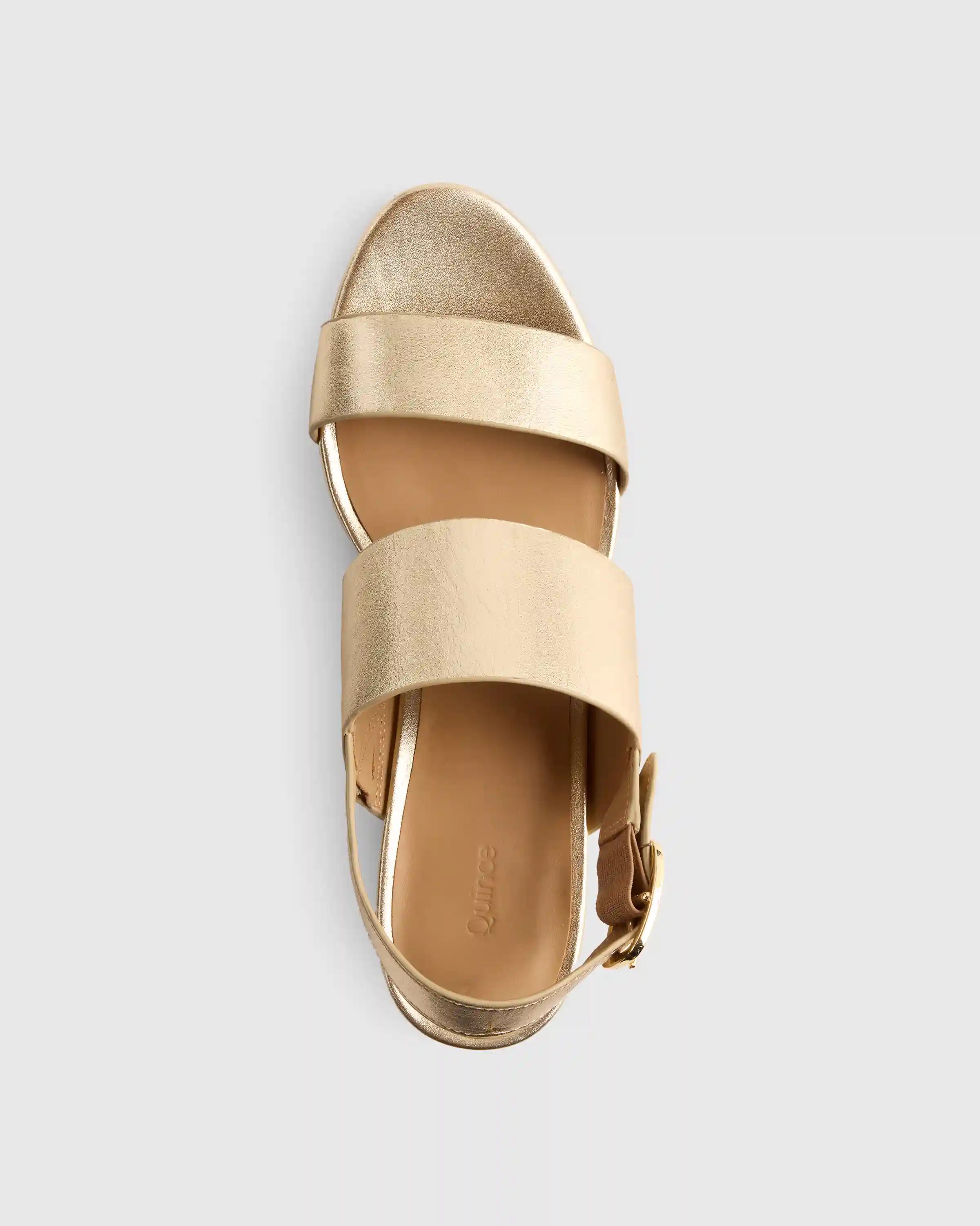 Italian Leather Double Band Block Heel Sandal