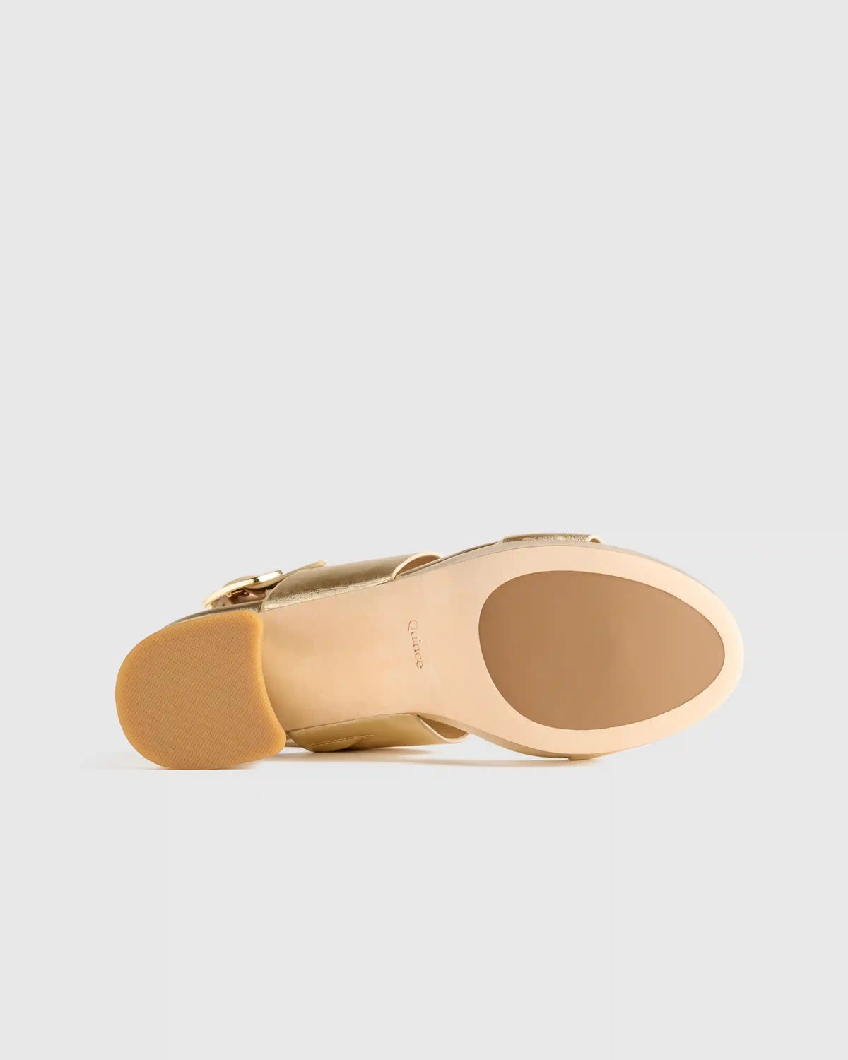 Italian Leather Double Band Block Heel Sandal