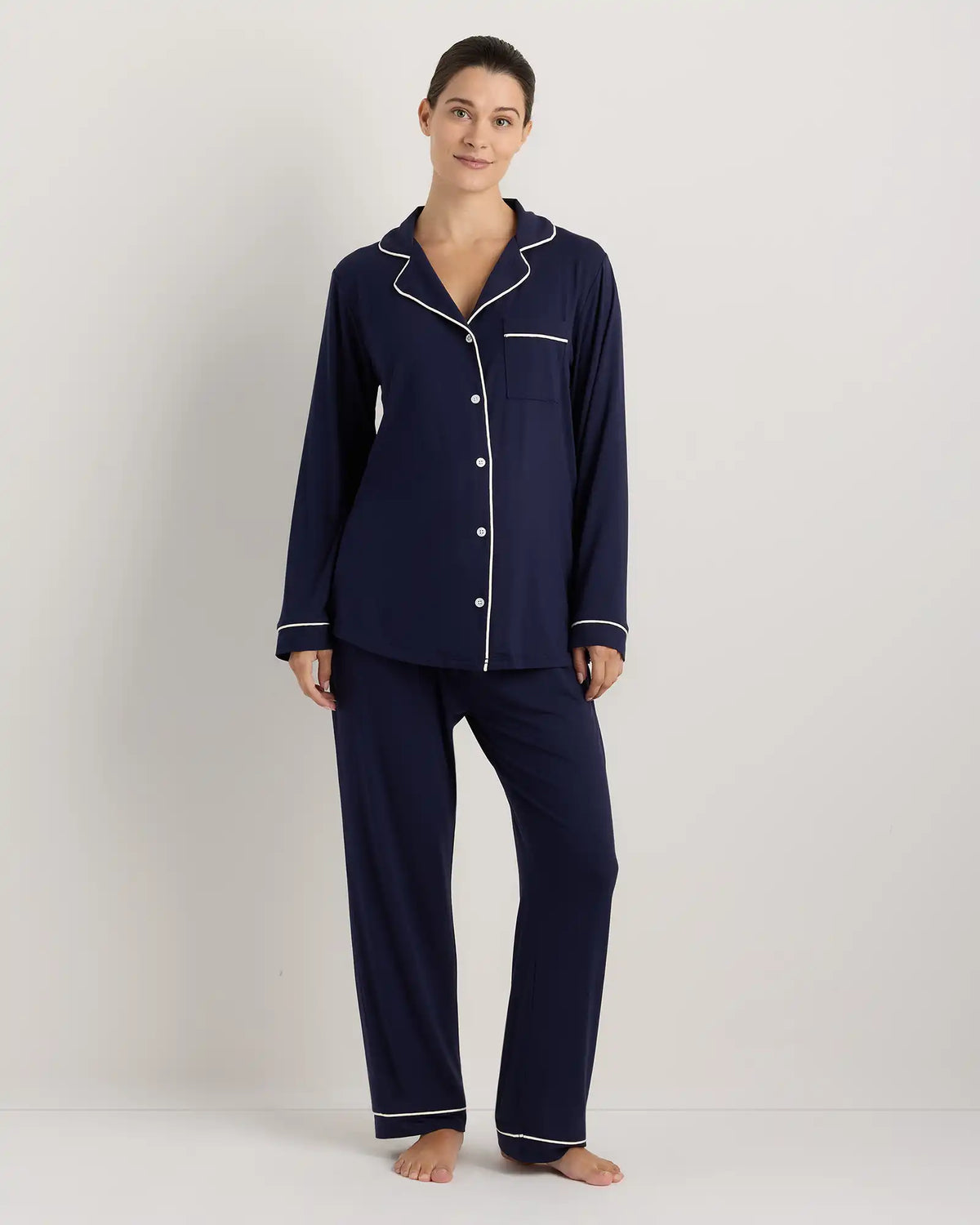Bamboo Jersey Maternity Long Sleeve Pajama Set