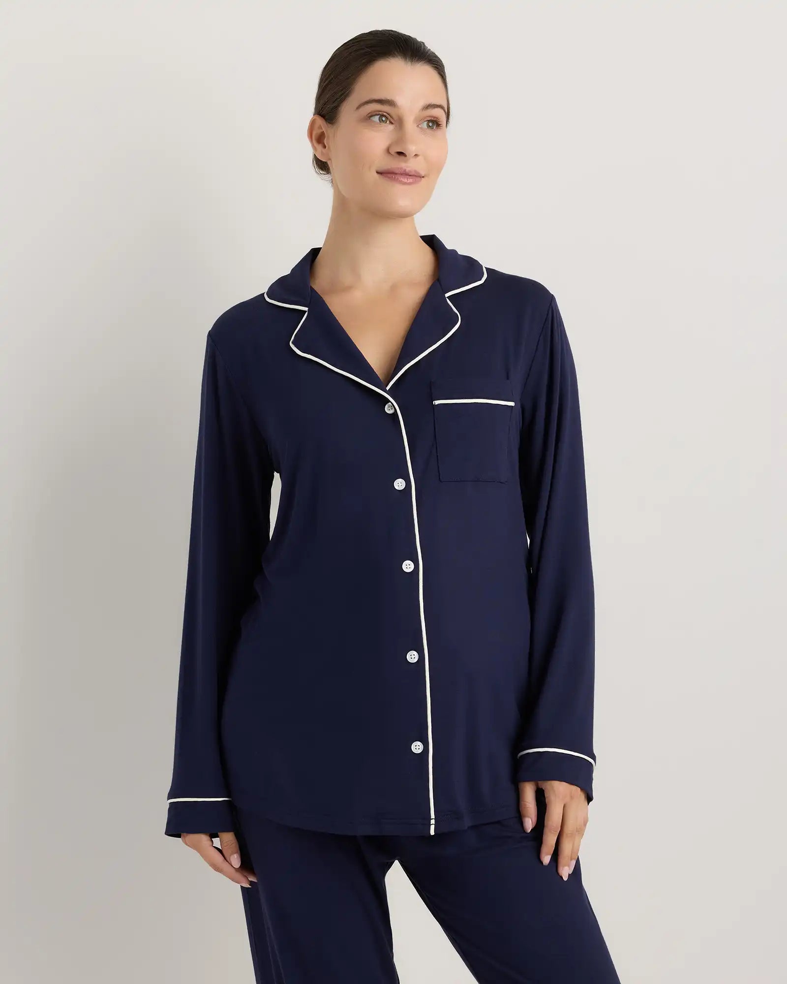 Bamboo Jersey Maternity Long Sleeve Pajama Set