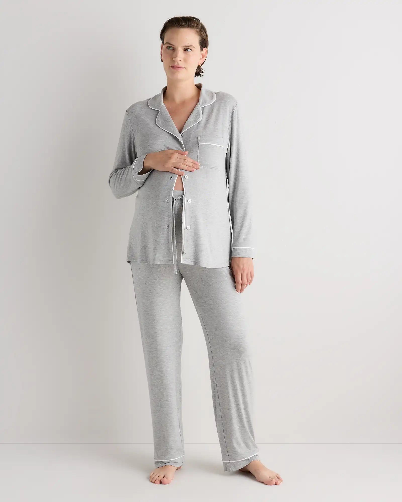 Bamboo Jersey Maternity Long Sleeve Pajama Set