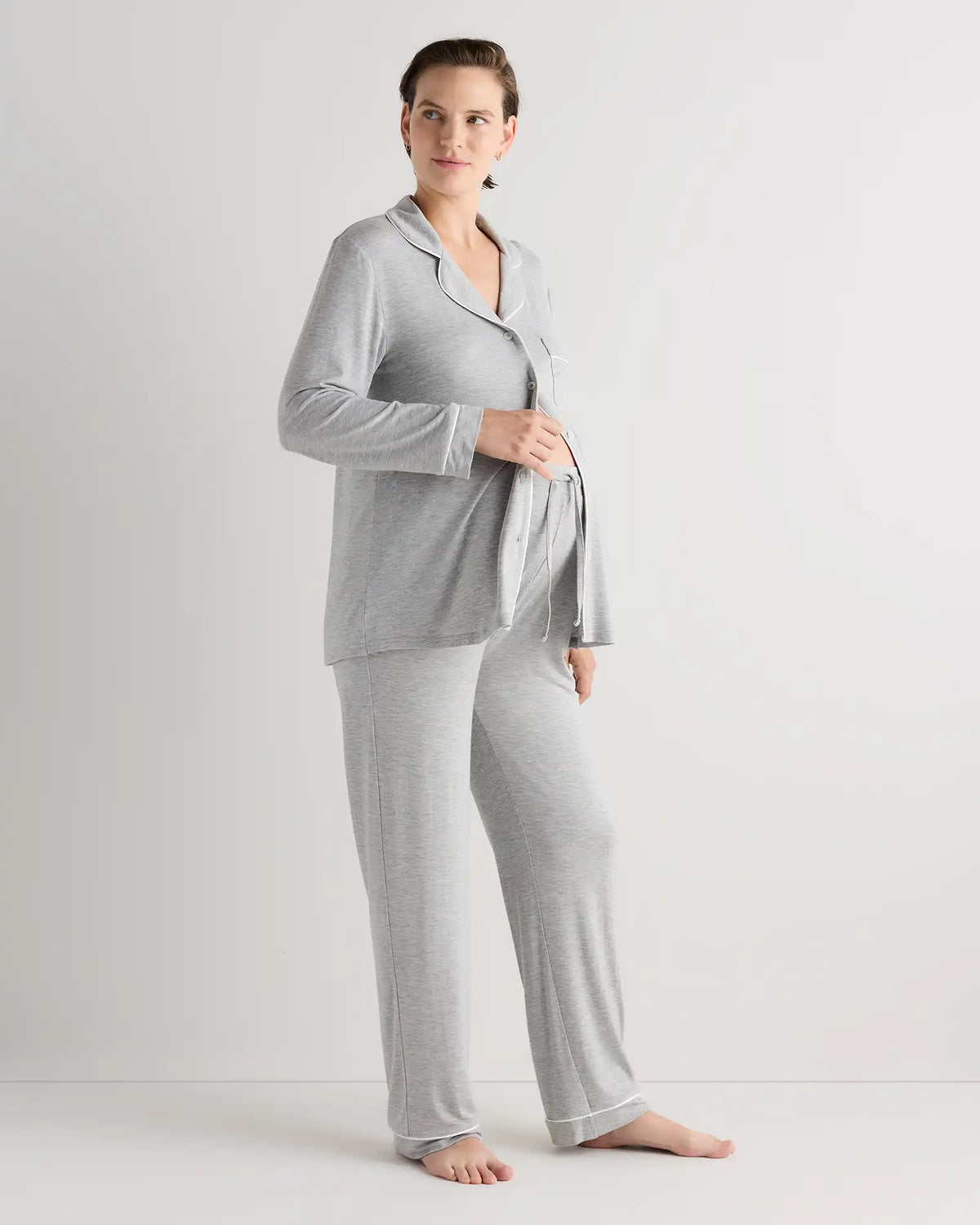 Bamboo Jersey Maternity Long Sleeve Pajama Set